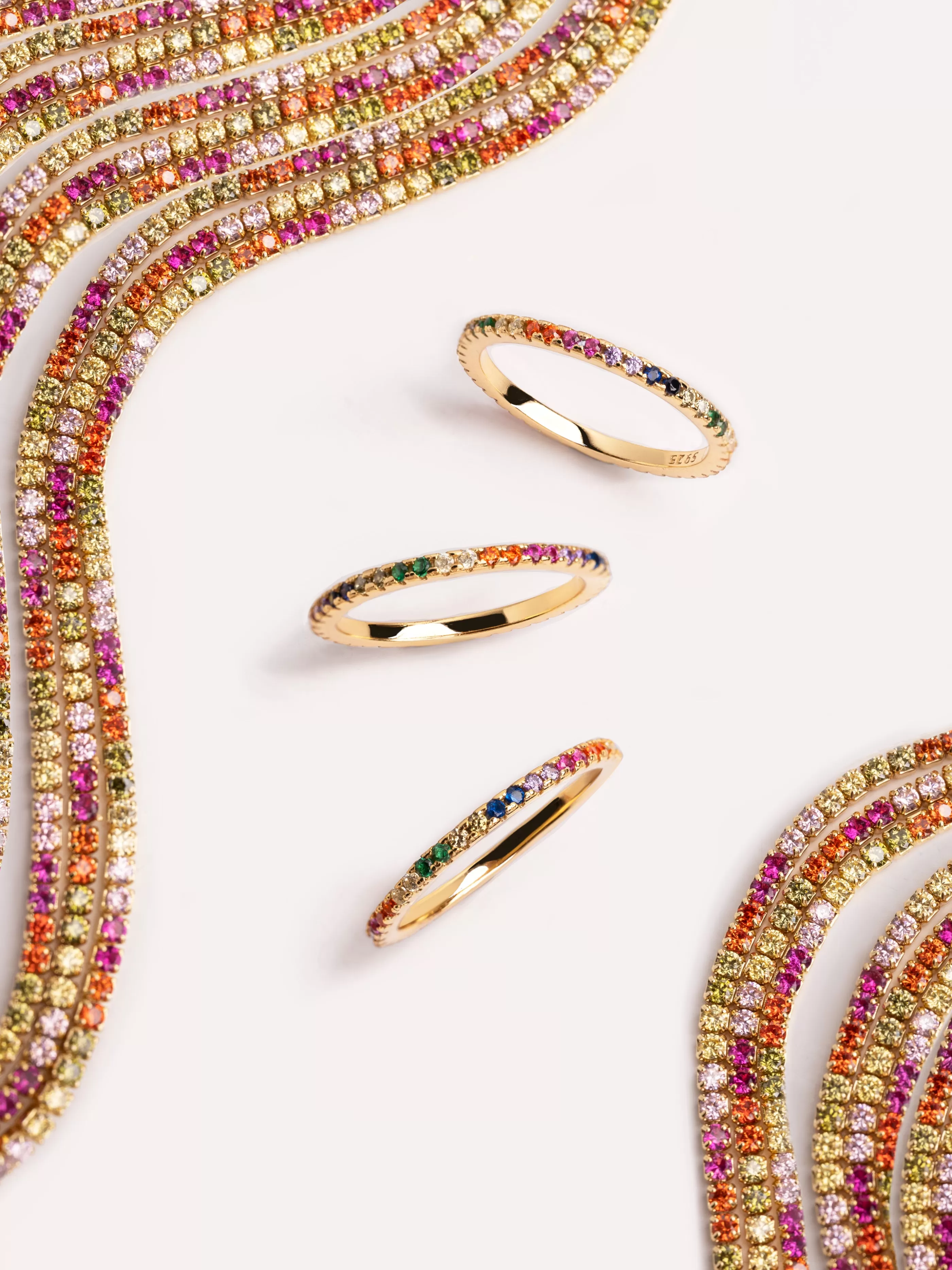 SINGULARU Anillo Cleo Colors Plata Bano Oro- Anillos Con Talla