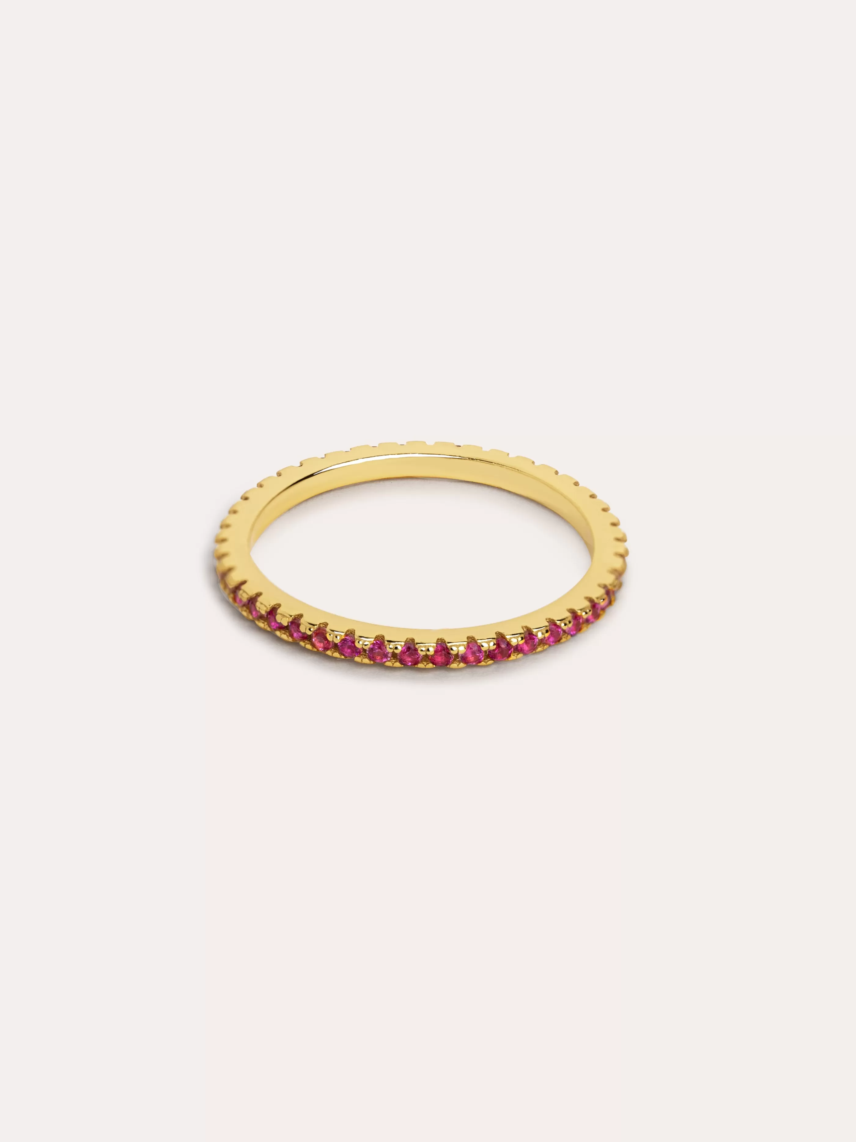 SINGULARU Anillo Cleo Raspberry Plata Bano Oro- Anillos Con Talla