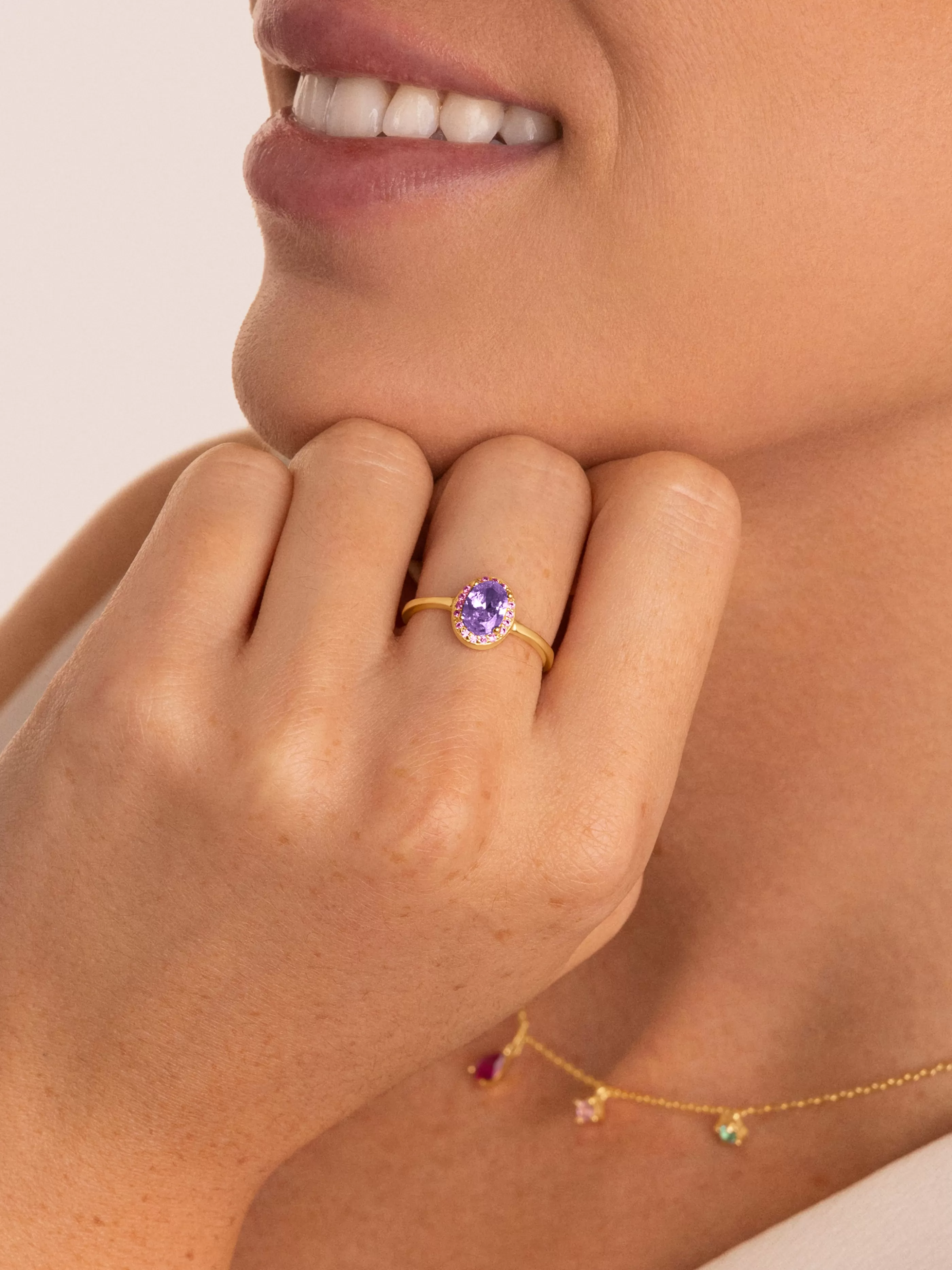 SINGULARU Anillo Grape Colors Plata Bano Oro- Anillos Con Talla