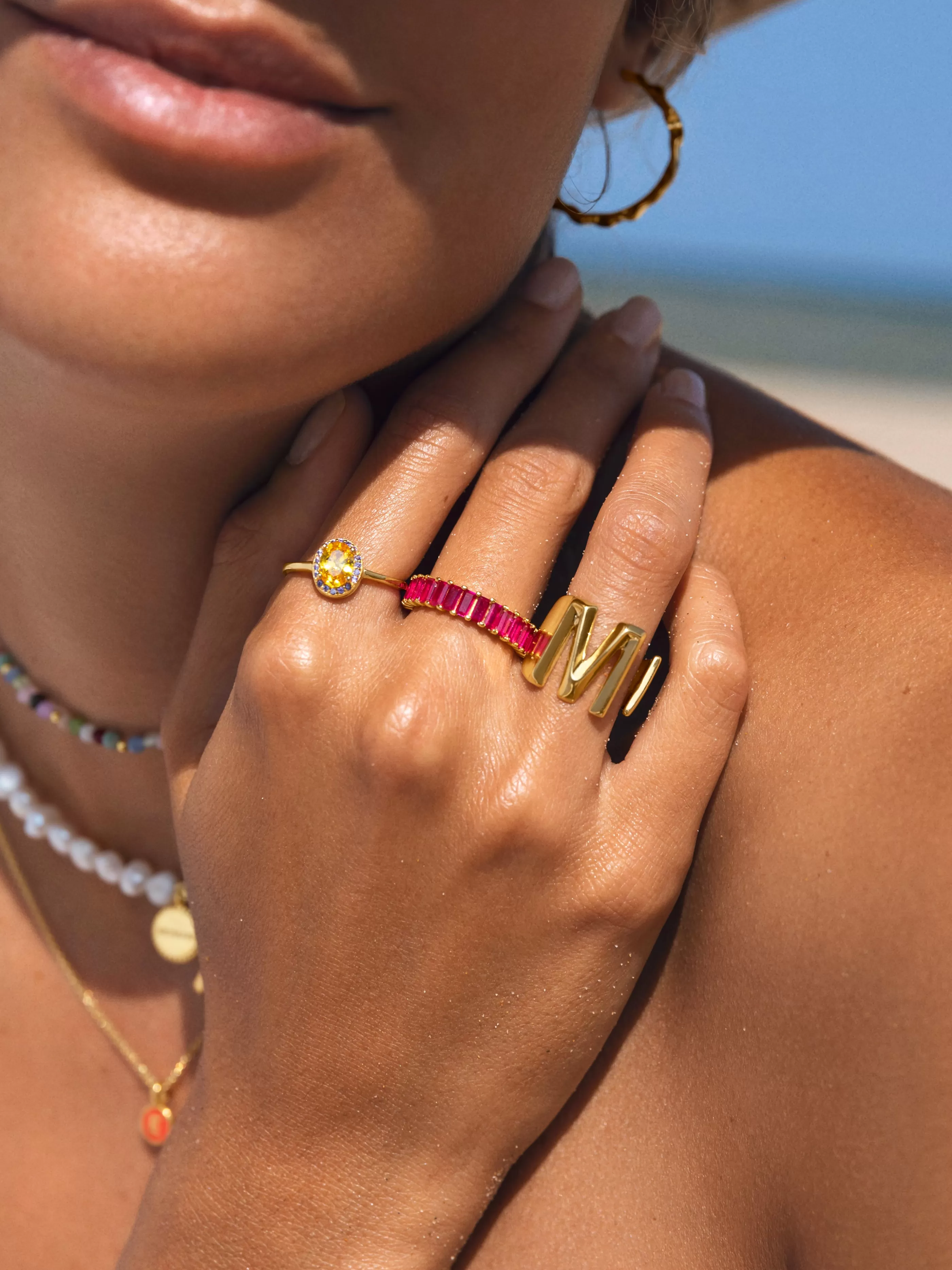 SINGULARU Anillo Pineapple Colors Plata Bano Oro- Anillos Con Talla