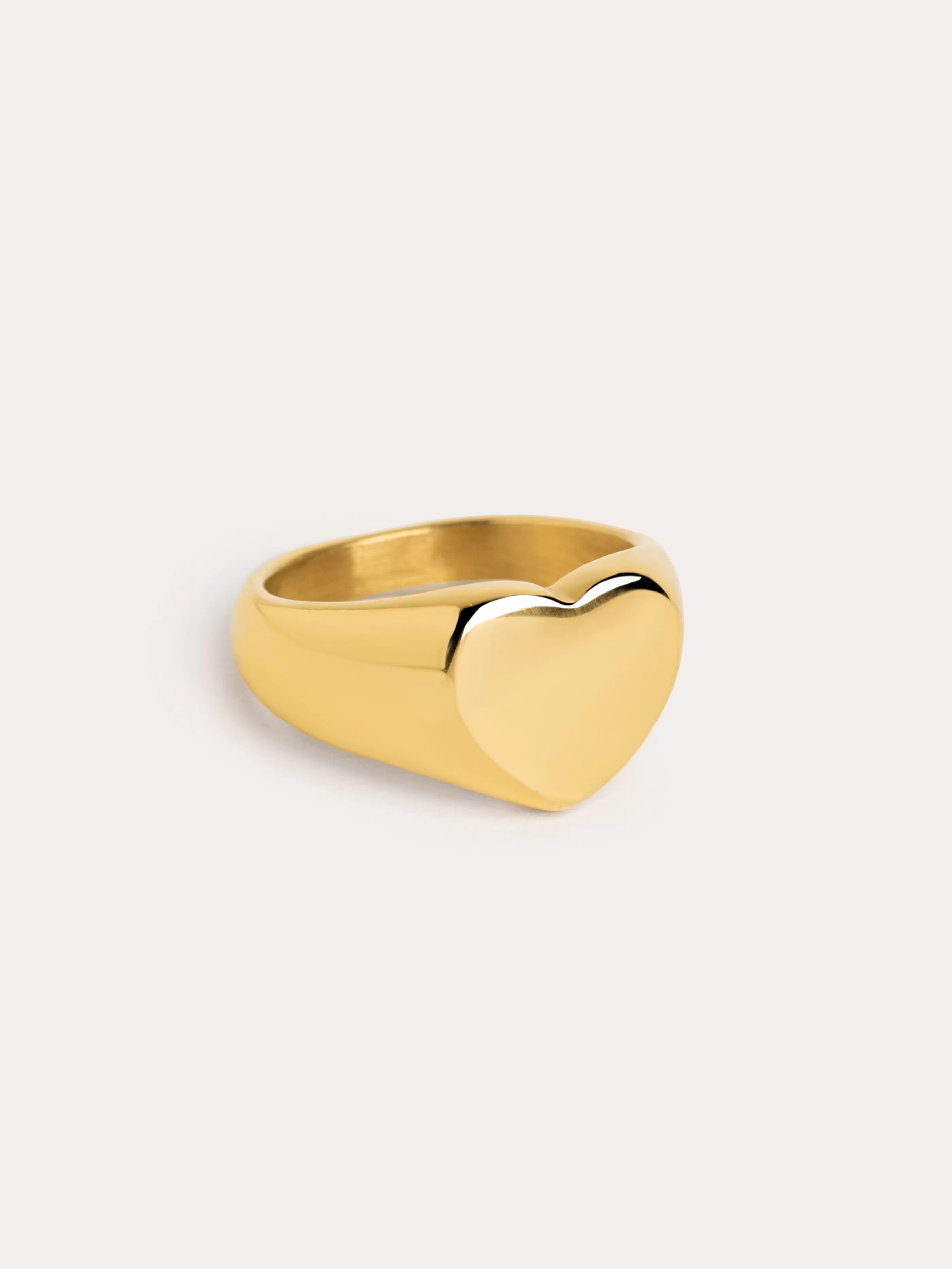 SINGULARU Anillo Sello Love Heart Acero Bano Oro- Anillos Con Talla