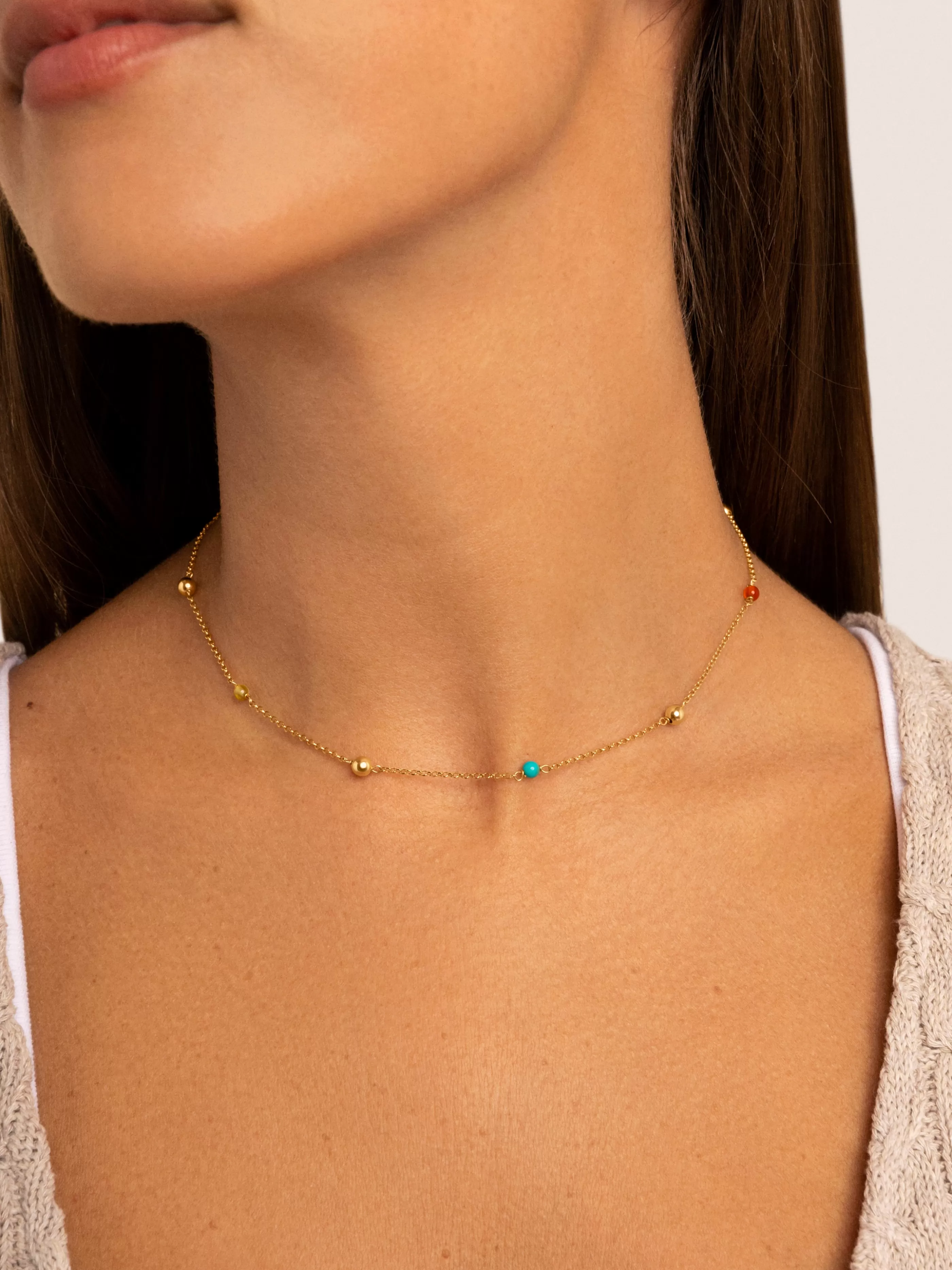 SINGULARU Collar Bahia Dots Colors Plata Bano Oro- Collares De Colores