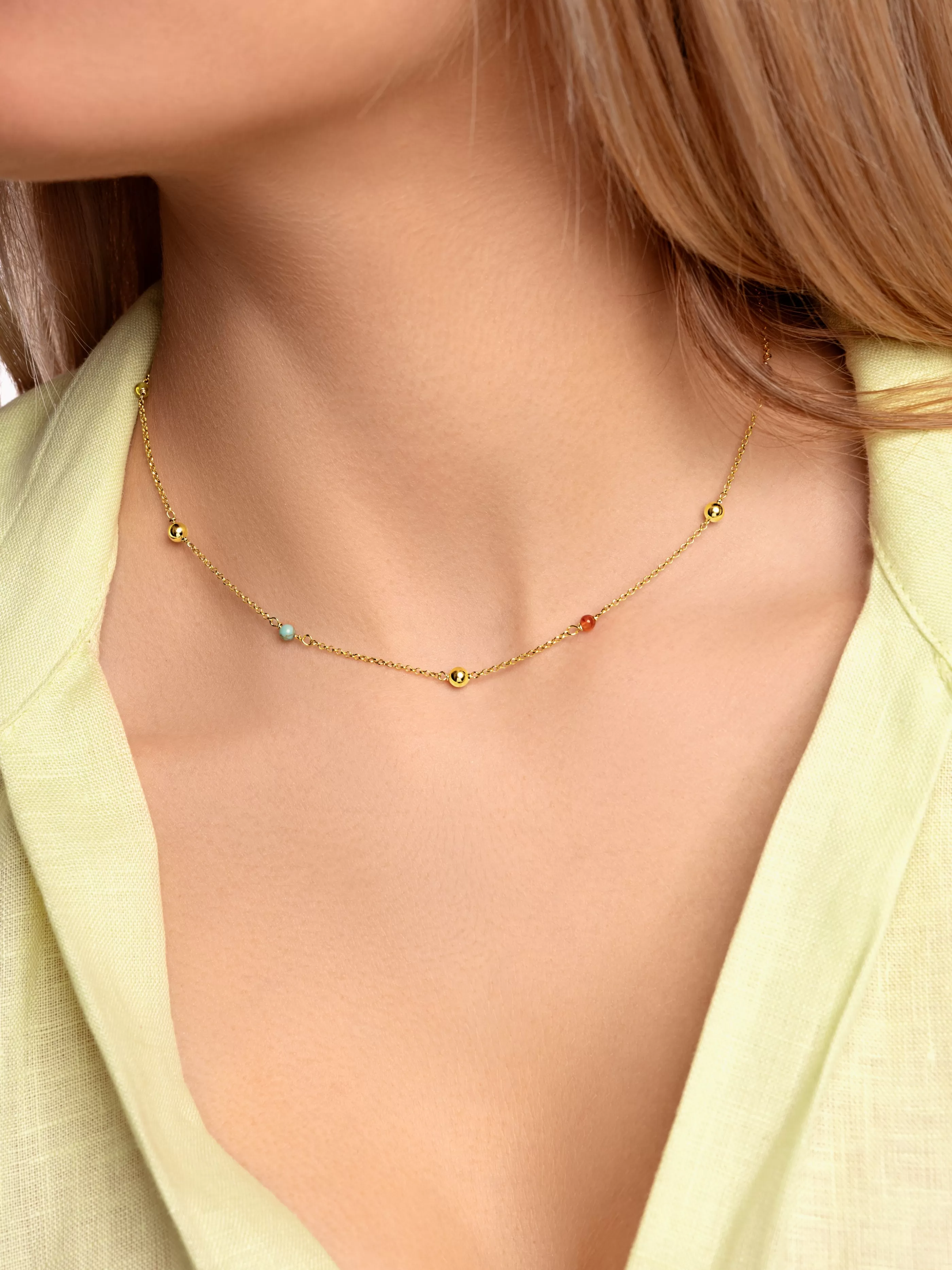 SINGULARU Collar Bahia Dots Colors Plata Bano Oro- Collares De Colores