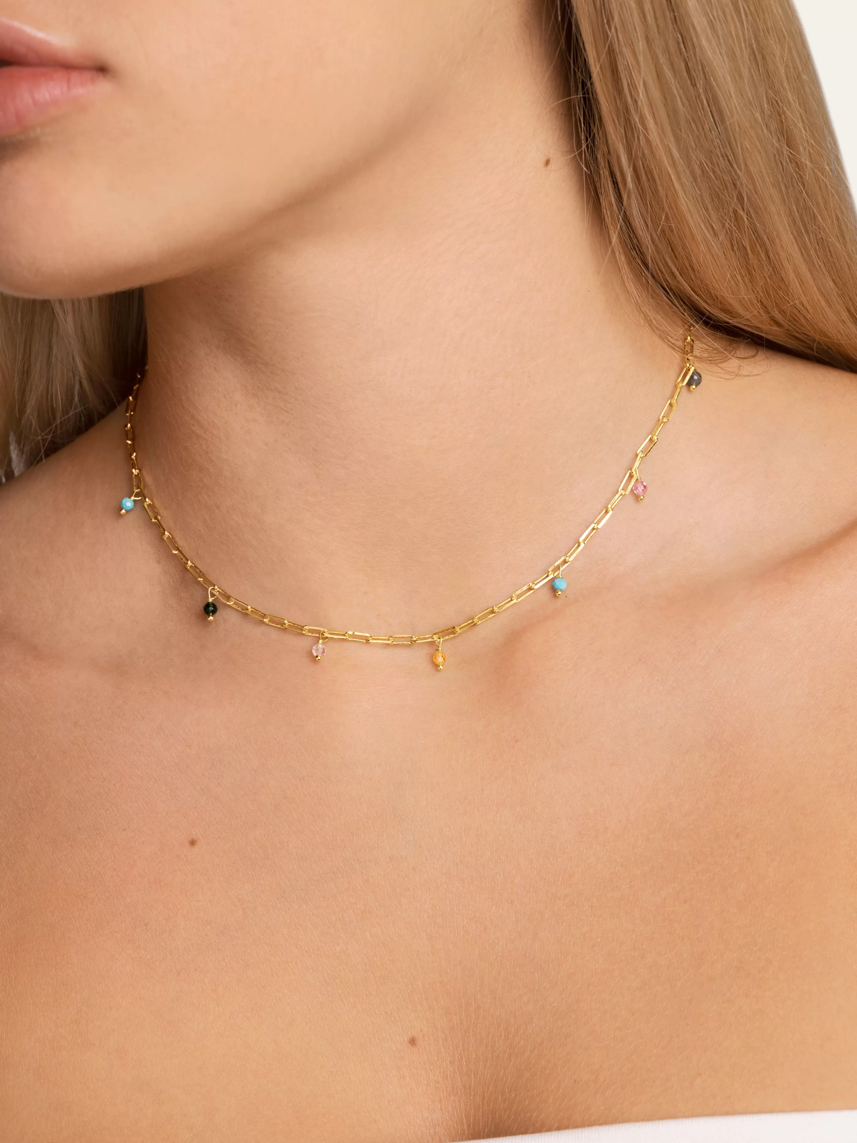 SINGULARU Collar Chic Colors Plata Bano Oro- Collares De Colores