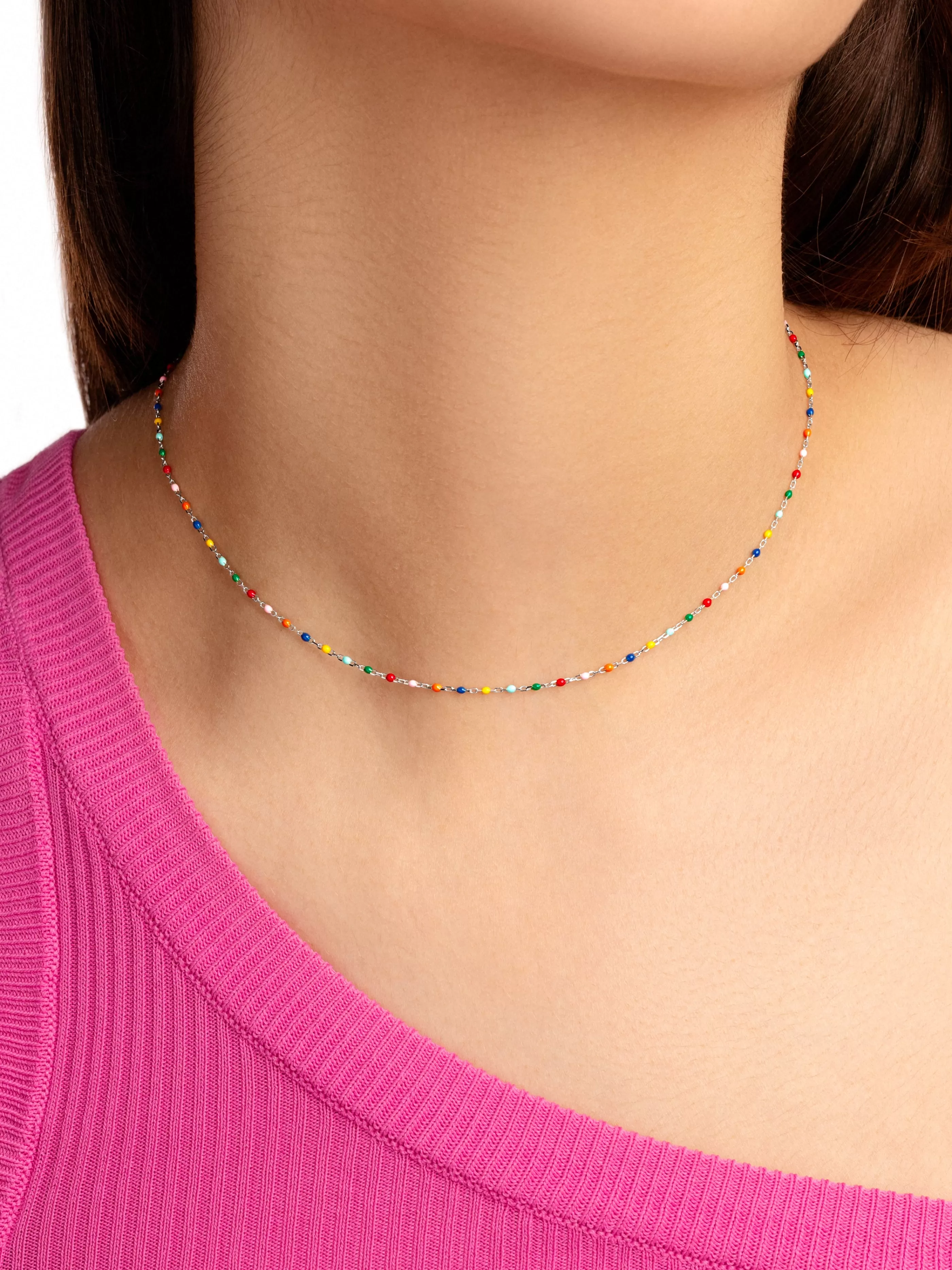 SINGULARU Collar Dots Colors Enamel Plata- Collares De Colores