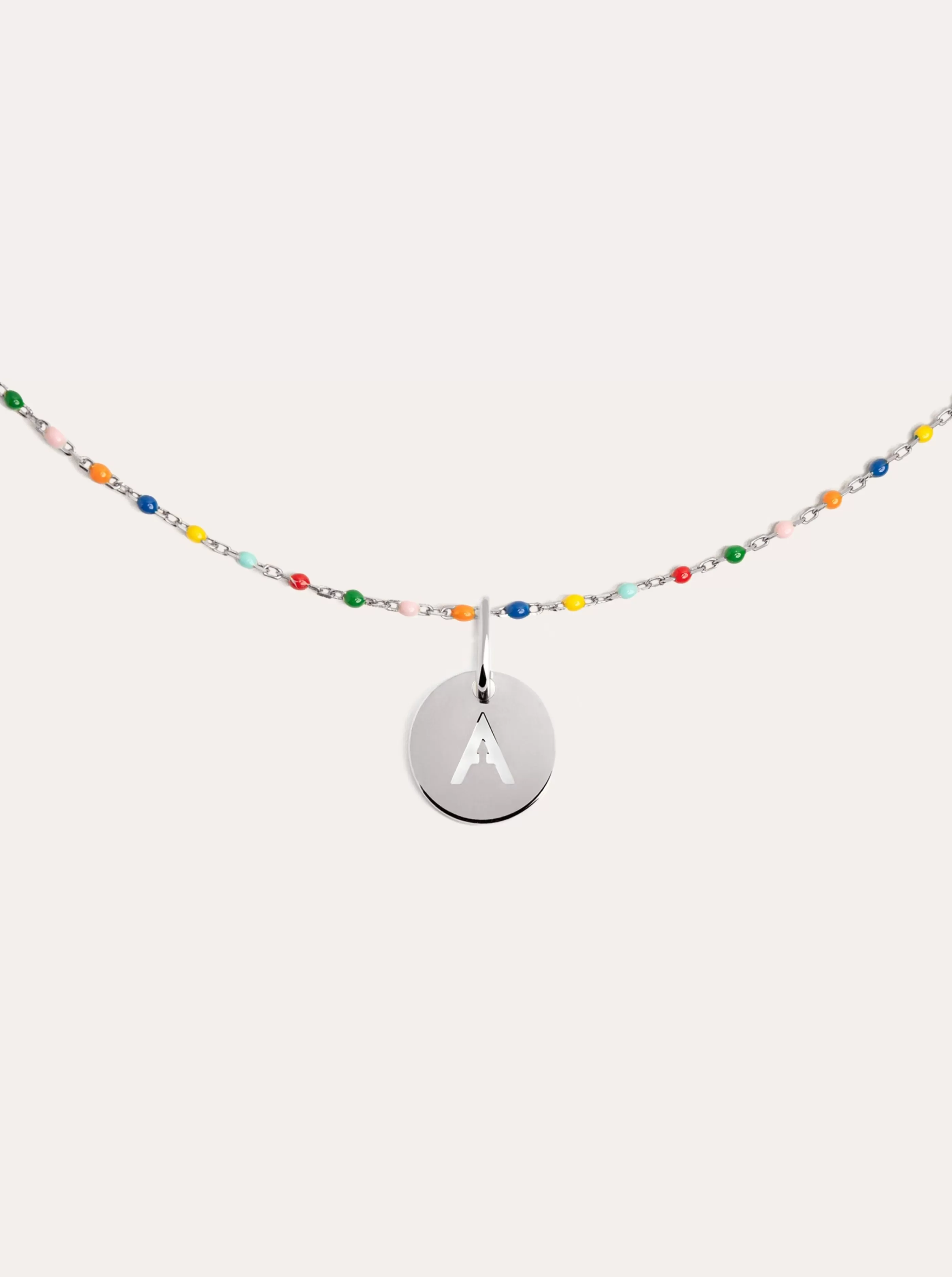 SINGULARU Collar Personalizado Colors Enamel Letter Plata- Collares De Colores