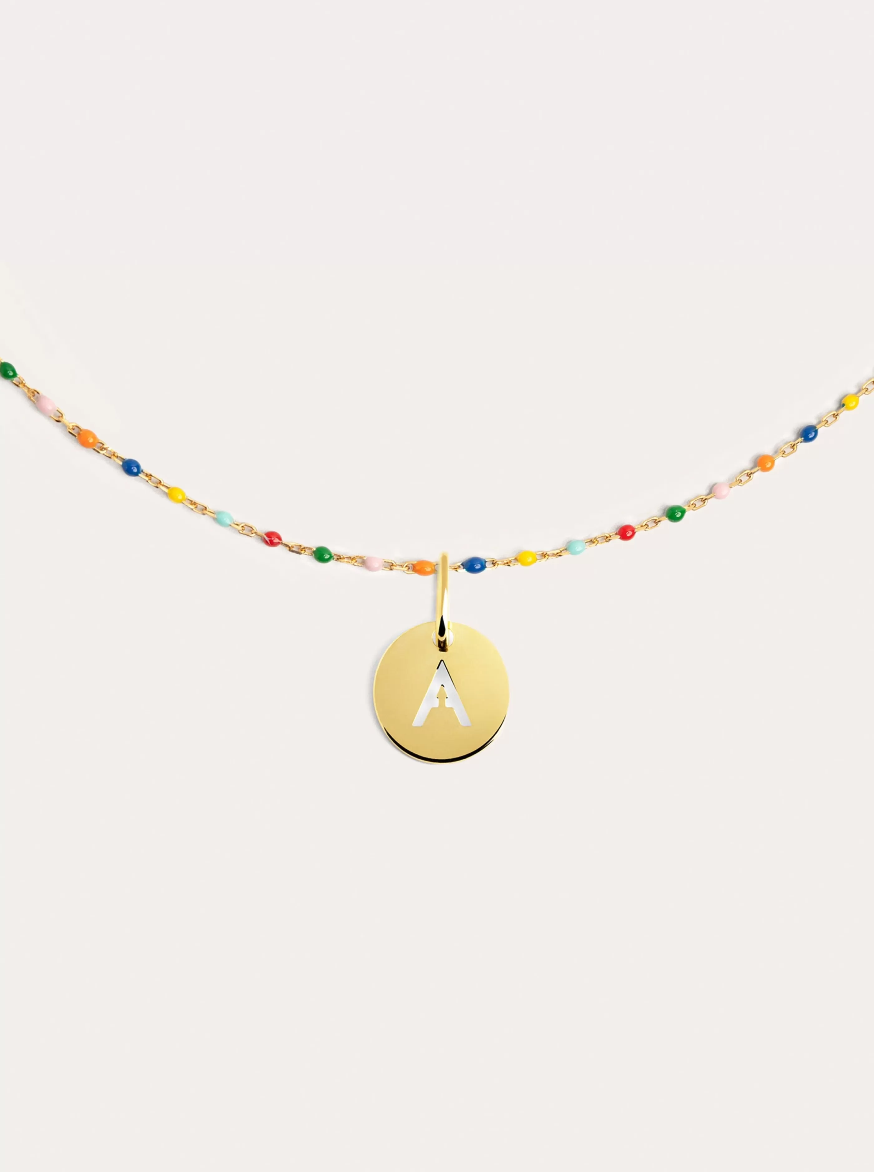SINGULARU Collar Personalizado Colors Enamel Letter Plata Bano Oro- Collares De Colores