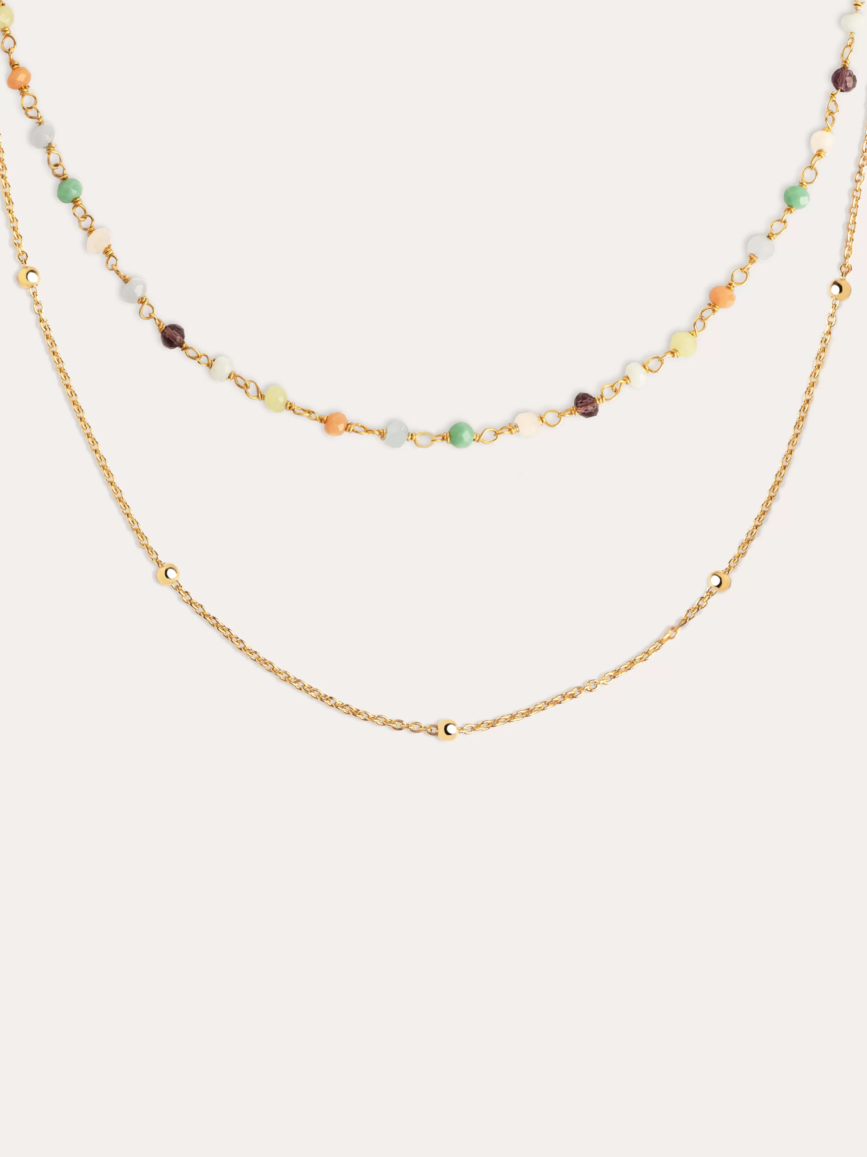 SINGULARU Pack 2 Collares Dots + Crystals Colors Plata Bano Oro- Packs Collares