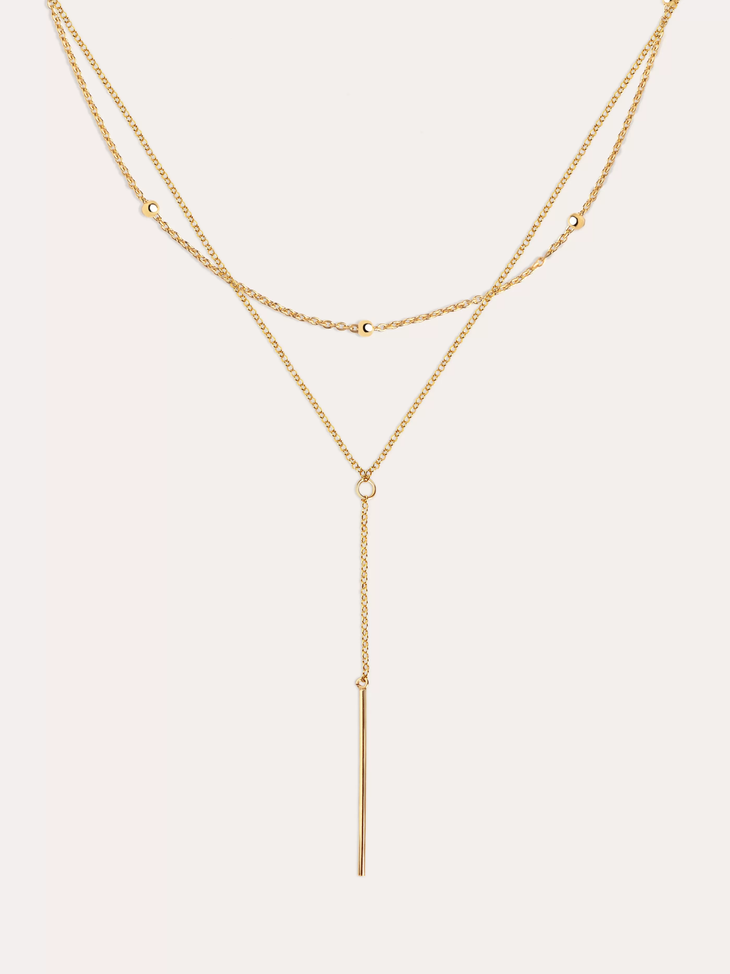 SINGULARU Pack 2 Collares Dots + Y Stick Plata Bano Oro- Packs Collares