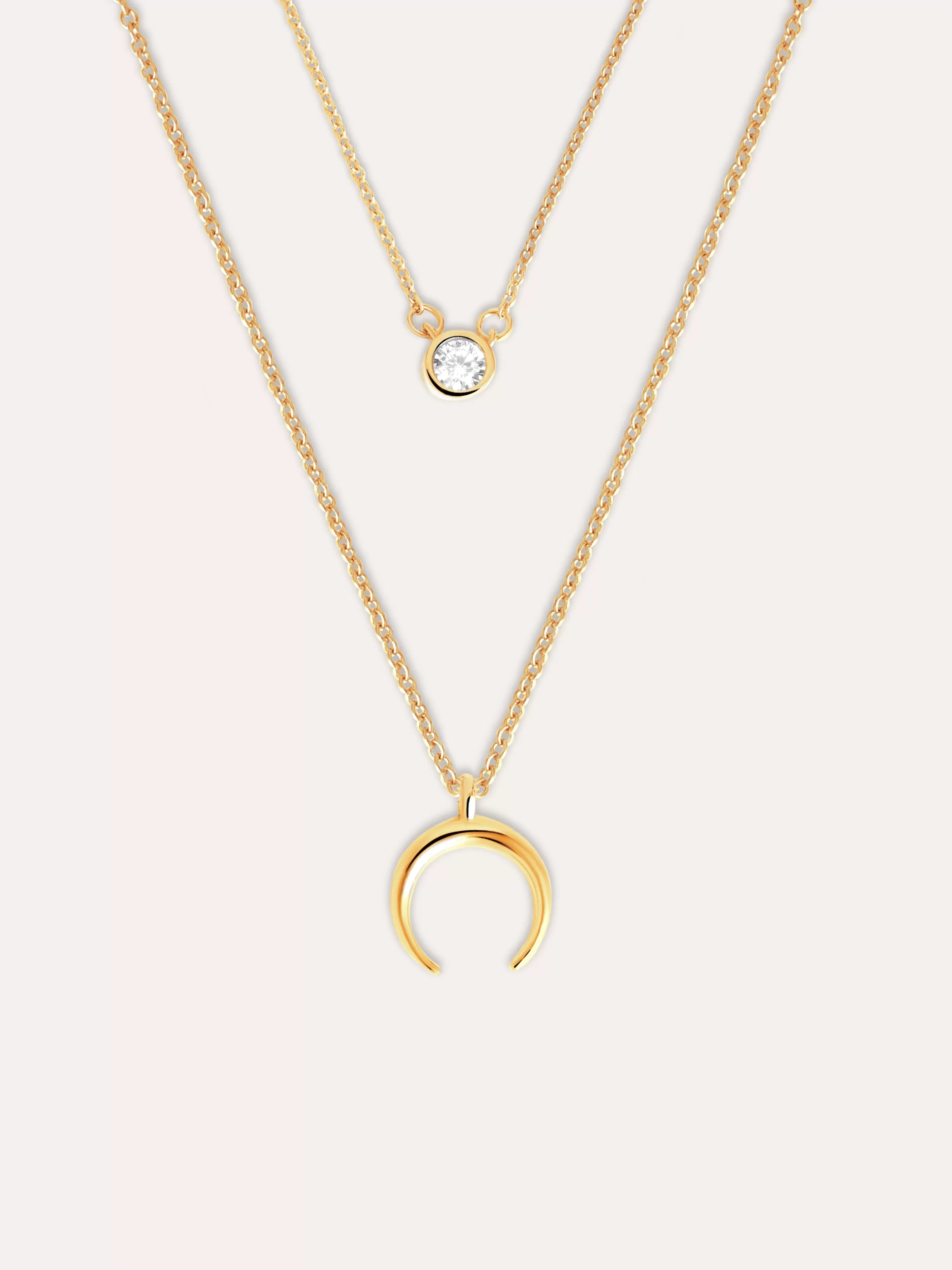 SINGULARU Pack 2 Collares Spark + Mini Moonset Plata Bano Oro- Packs Collares
