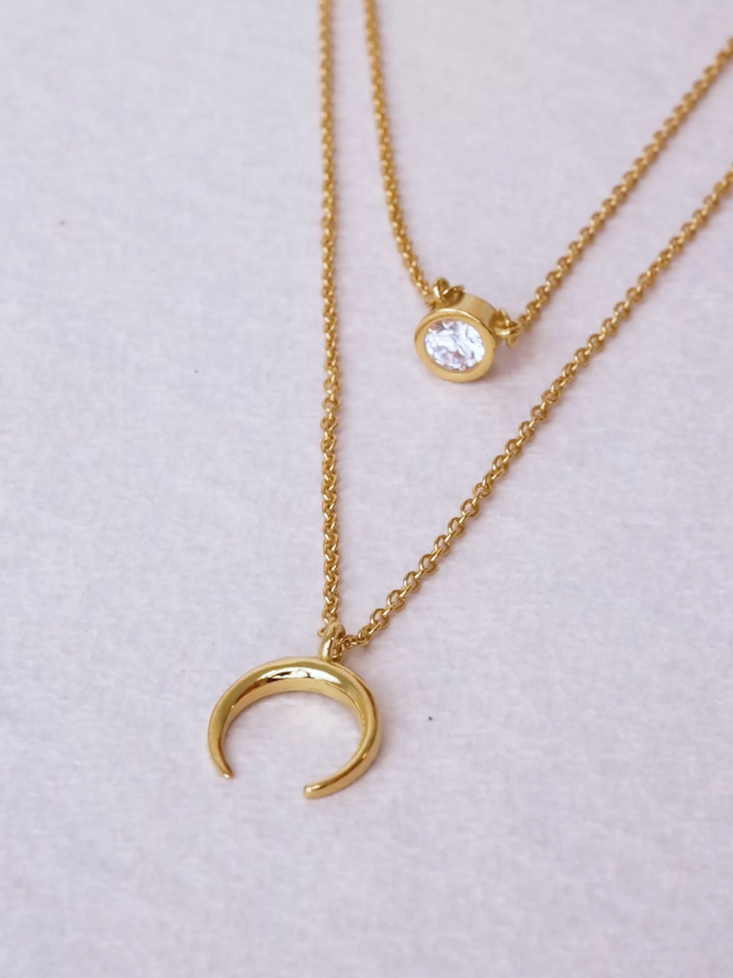 SINGULARU Pack 2 Collares Spark + Mini Moonset Plata Bano Oro- Packs Collares