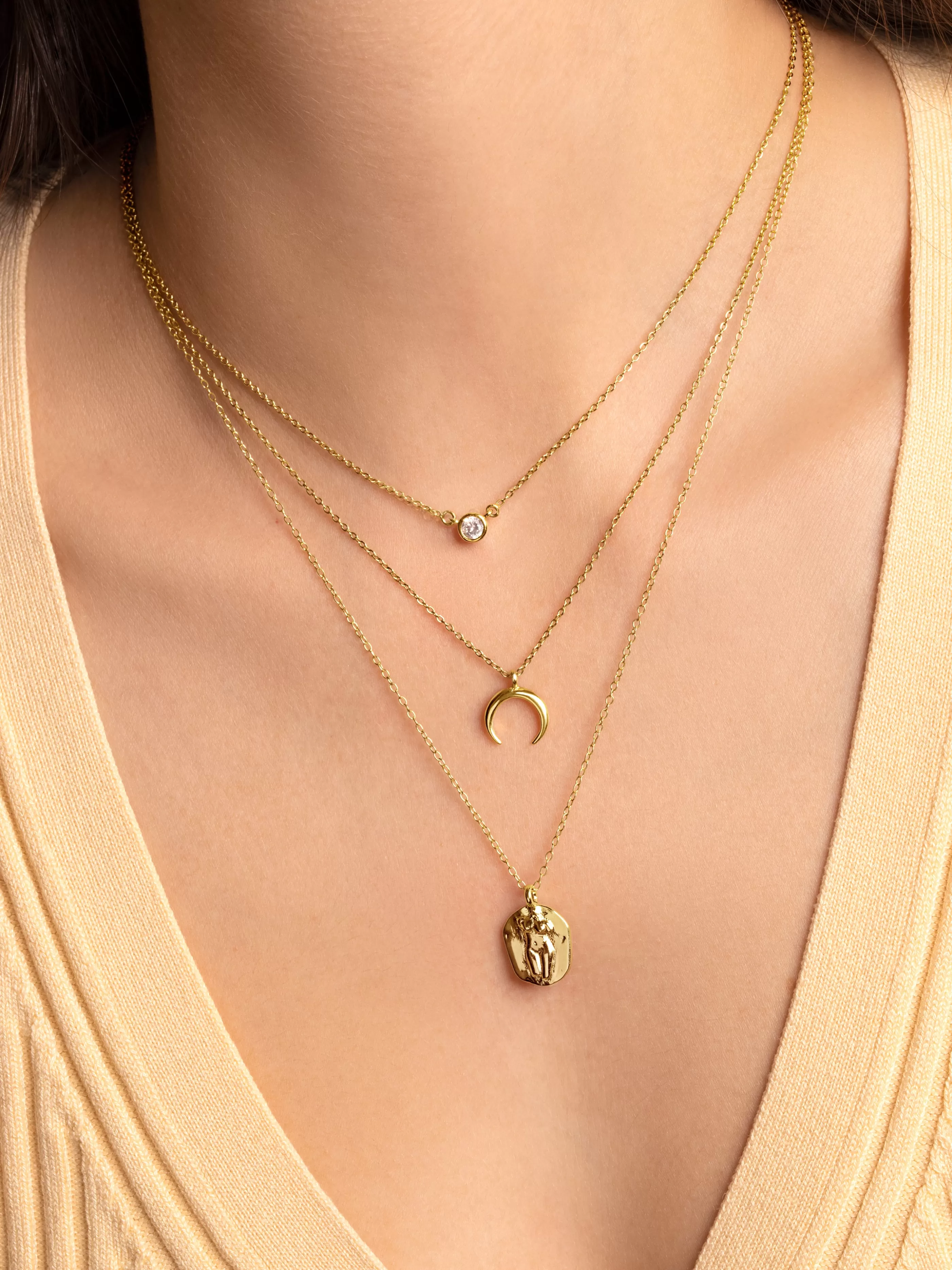 SINGULARU Pack 2 Collares Spark + Mini Moonset Plata Bano Oro- Packs Collares