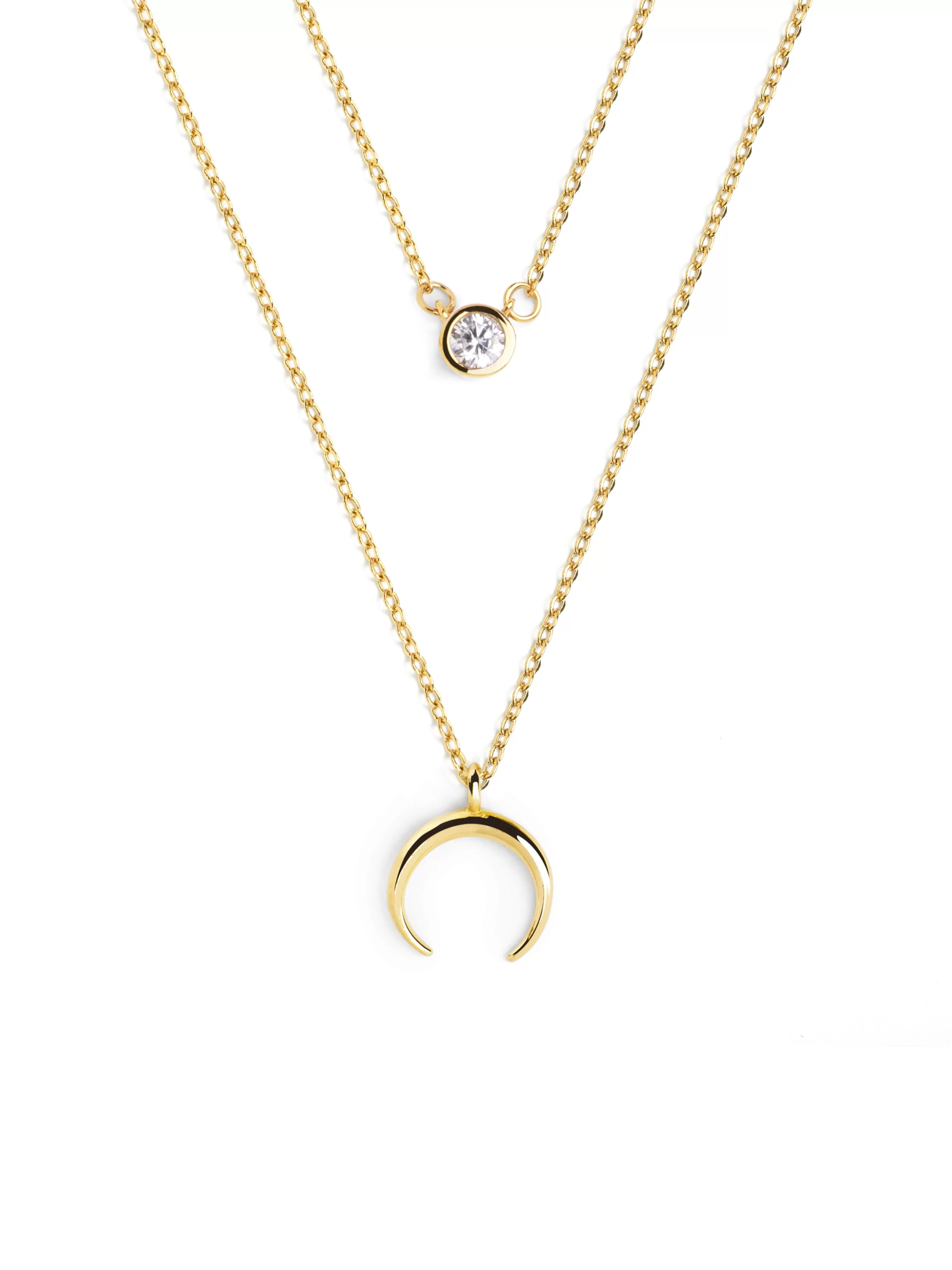 SINGULARU Pack 2 Collares Spark + Mini Moonset Plata Bano Oro- Packs Collares