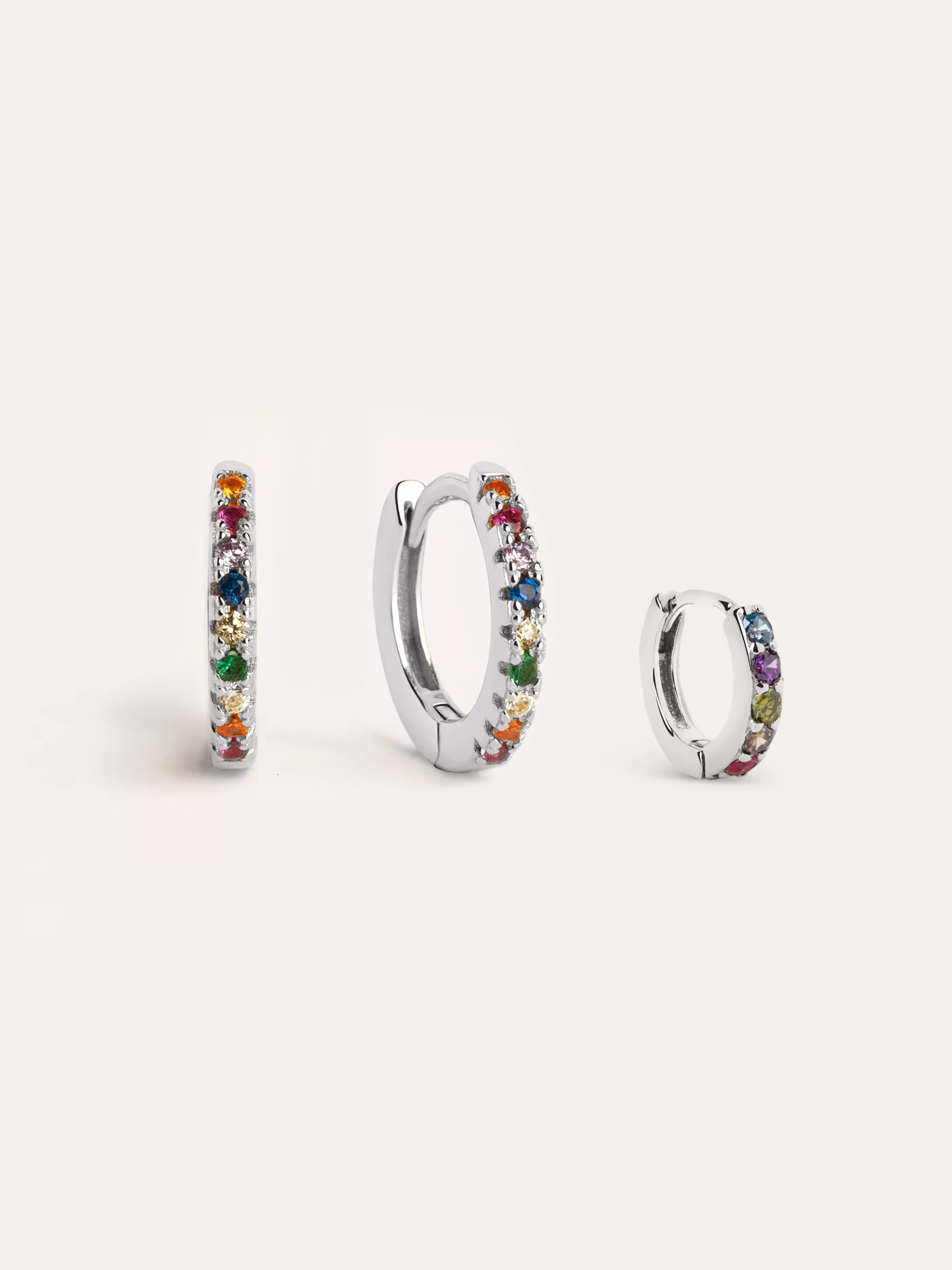 SINGULARU Pack 3 Pendientes Aro Cleo Colors Plata- Packs Pendientes