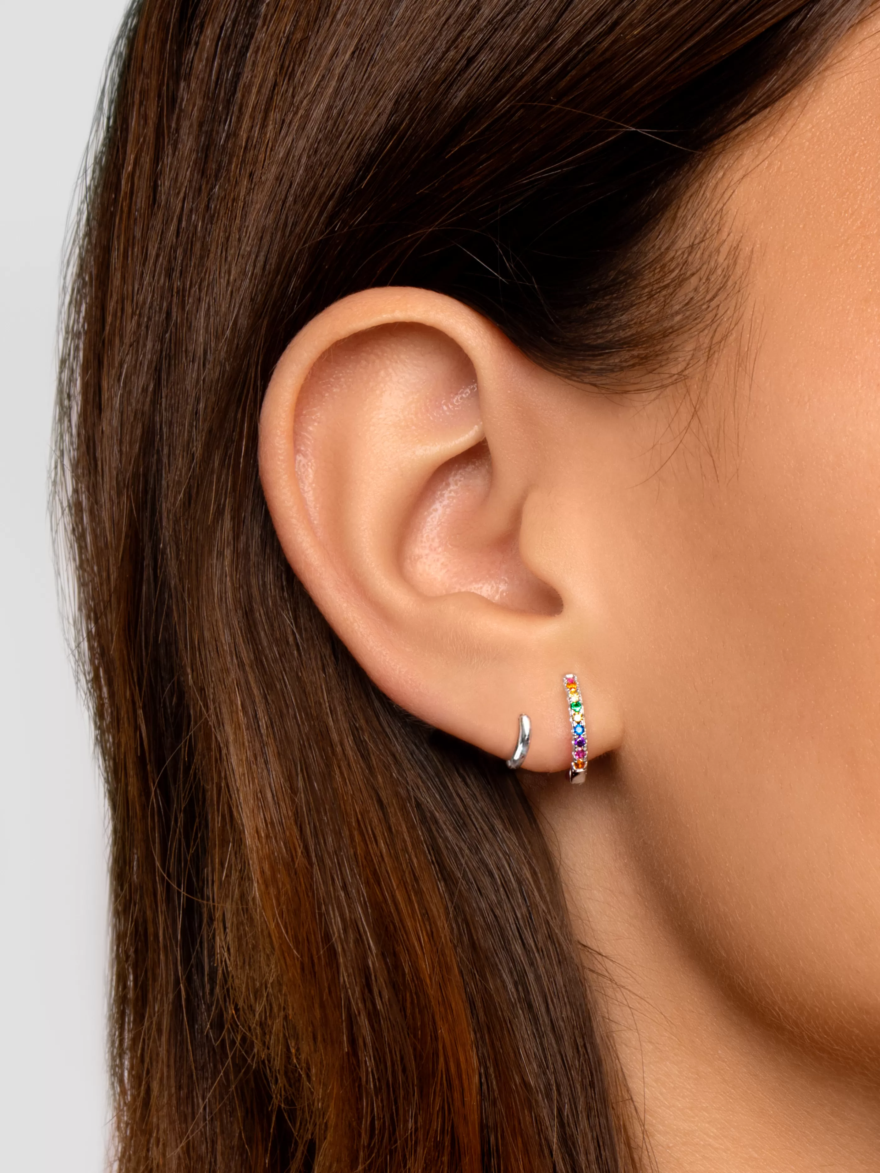 SINGULARU Pack 3 Pendientes Aro Colors Klein 7 Plata- Packs Pendientes