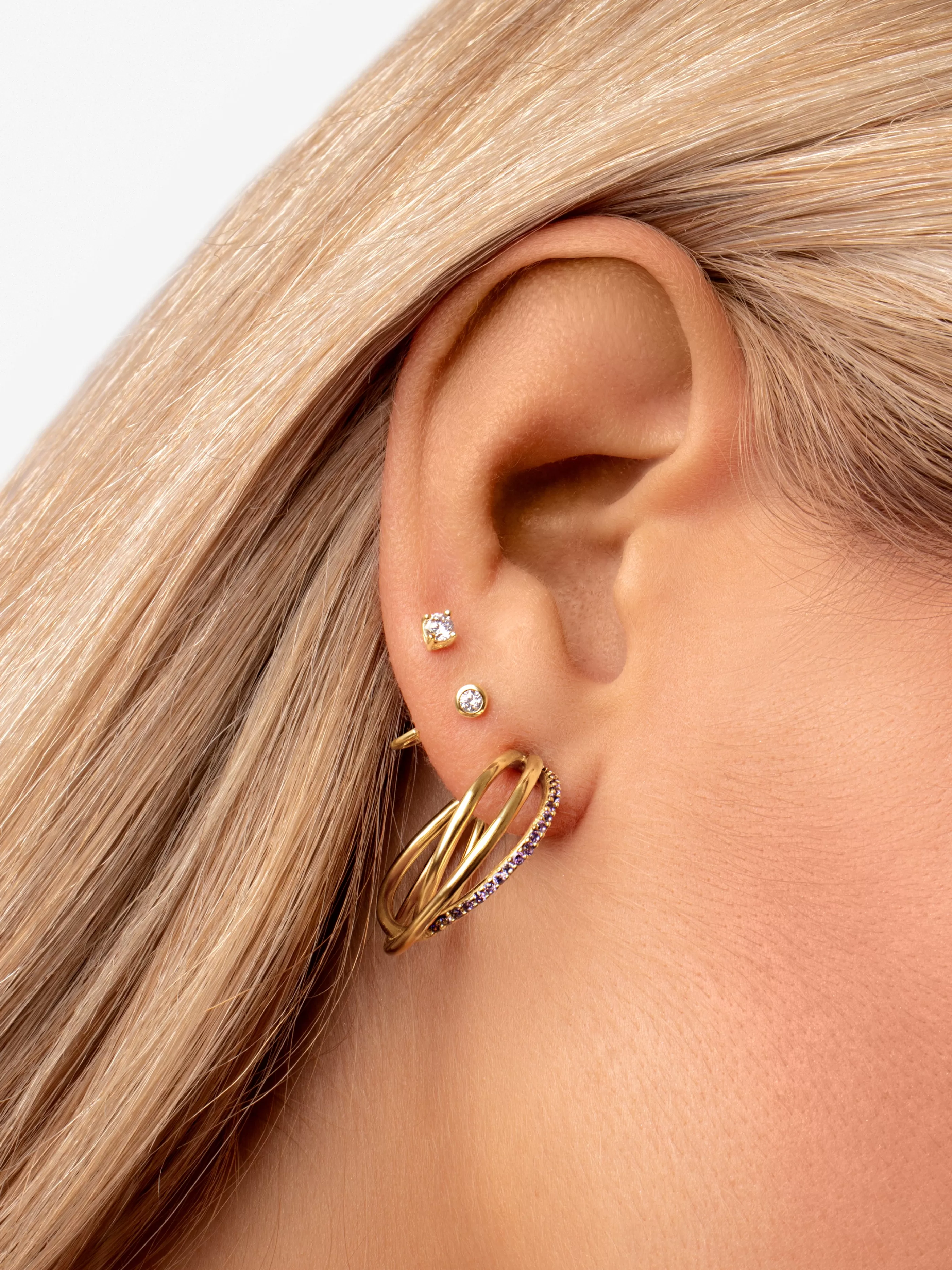 SINGULARU Pack 4 Pendientes Marie Lavande, Sophie & Mini Spark Bano Oro- Packs Pendientes