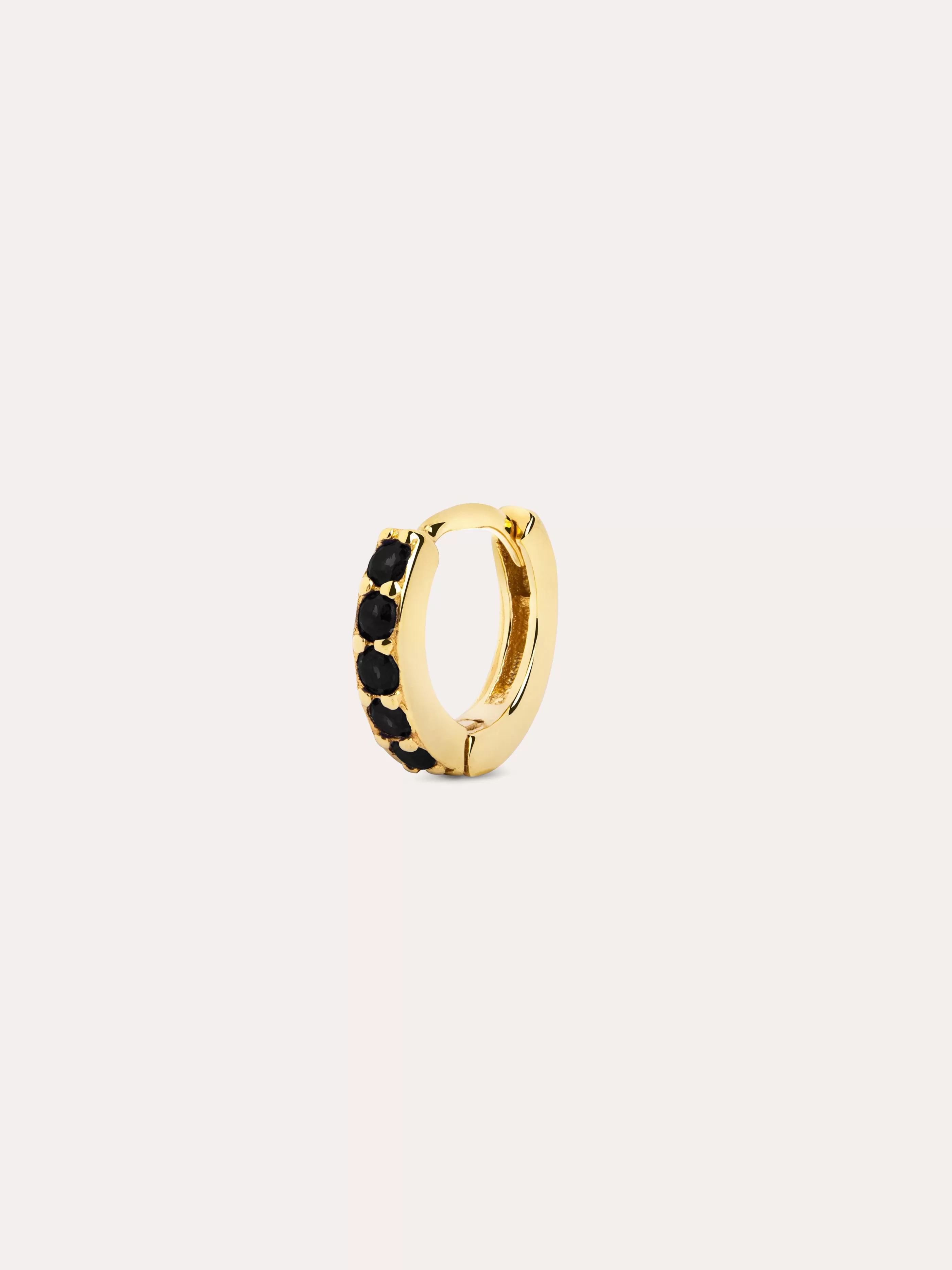 SINGULARU Pendiente Suelto Aro Cleo M Black Plata Bano Oro- Pendientes Sueltos