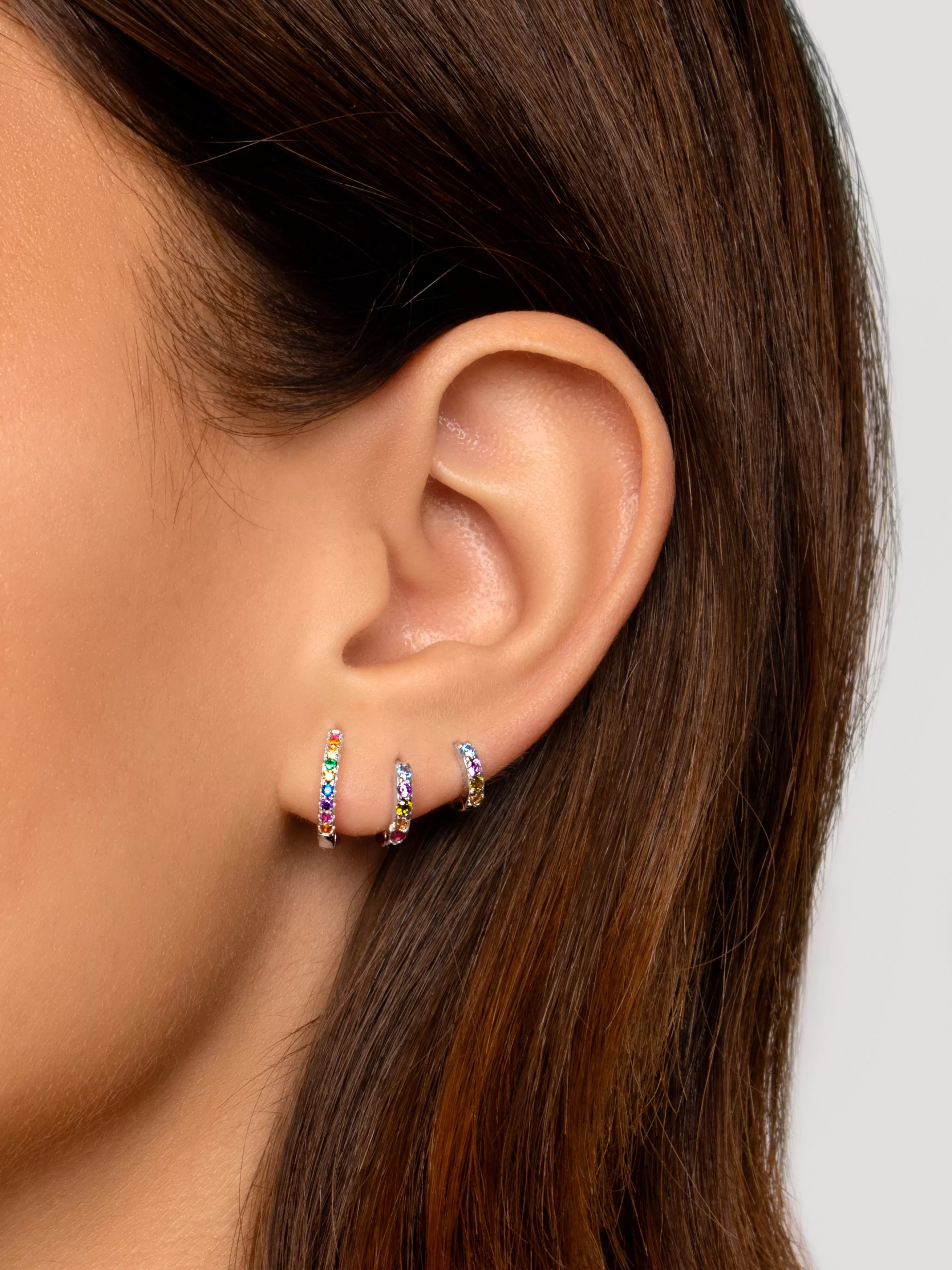 SINGULARU Pendiente Suelto Aro Cleo M Colors Plata- Pendientes Sueltos