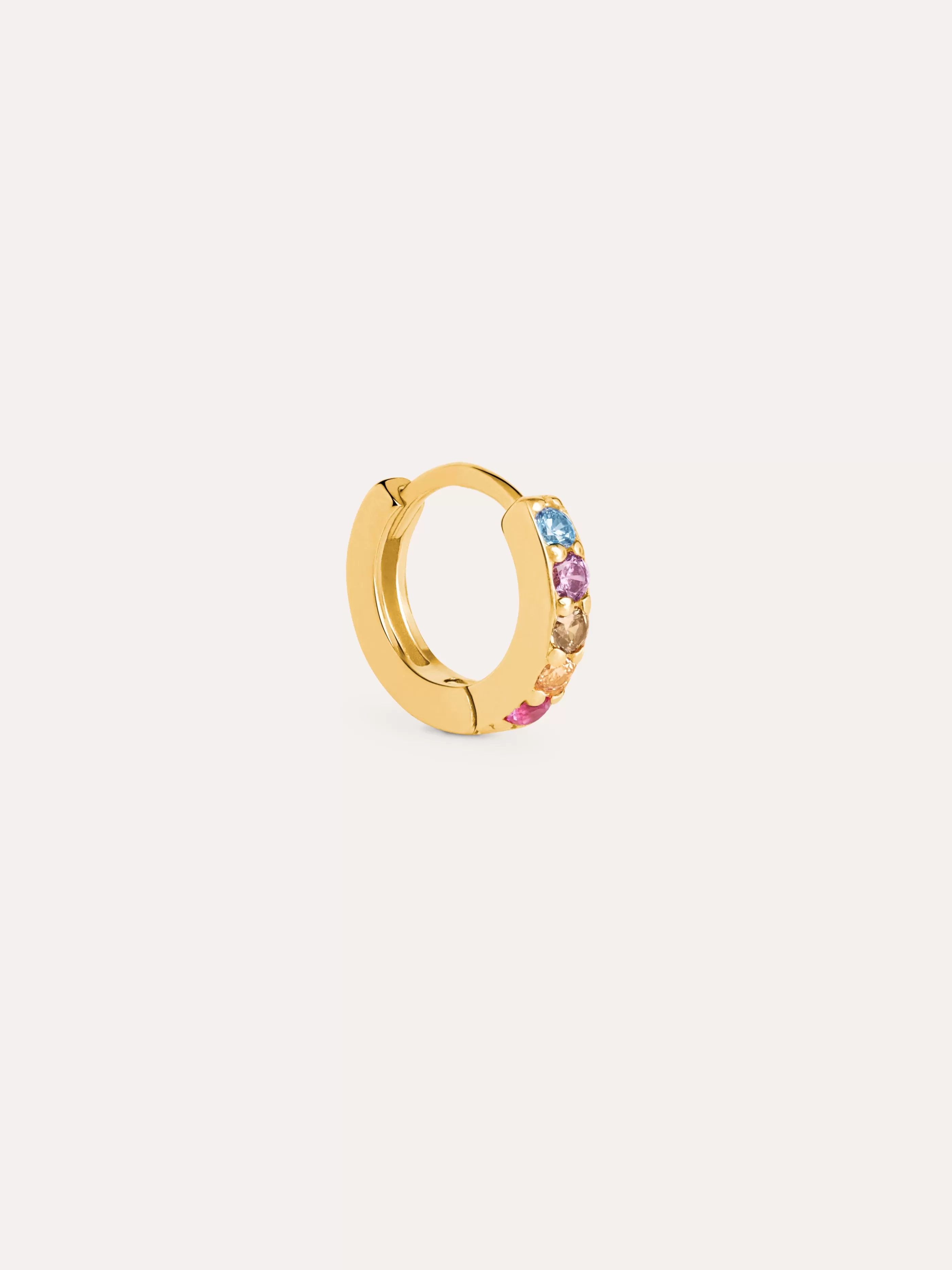 SINGULARU Pendiente Suelto Aro Cleo M Colors Plata Bano Oro- Pendientes Sueltos