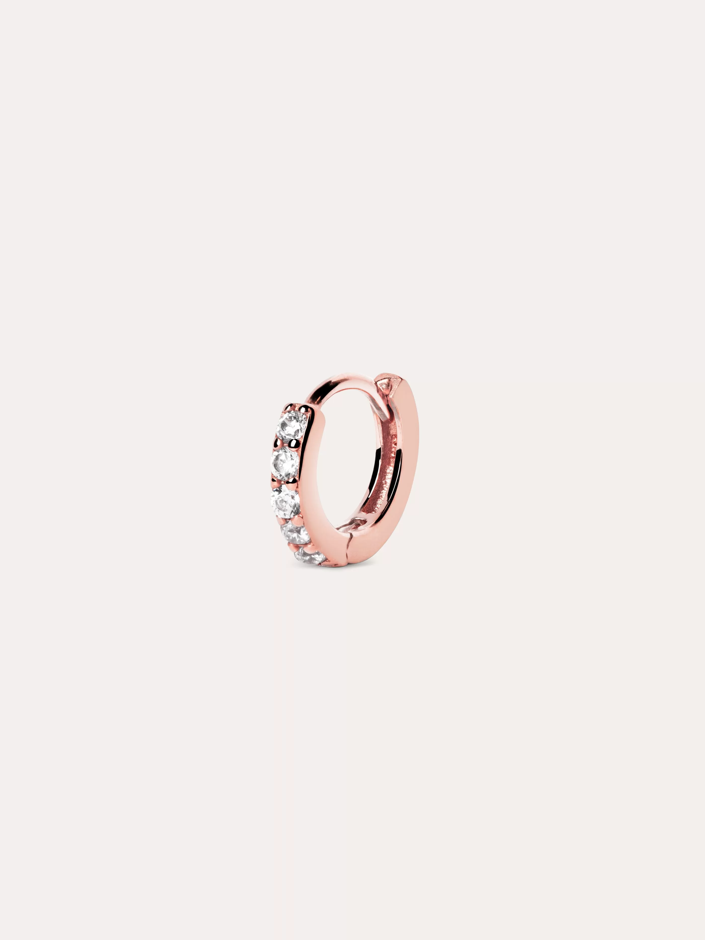 SINGULARU Pendiente Suelto Aro Cleo M Plata Bano Oro Rosa- Pendientes Sueltos