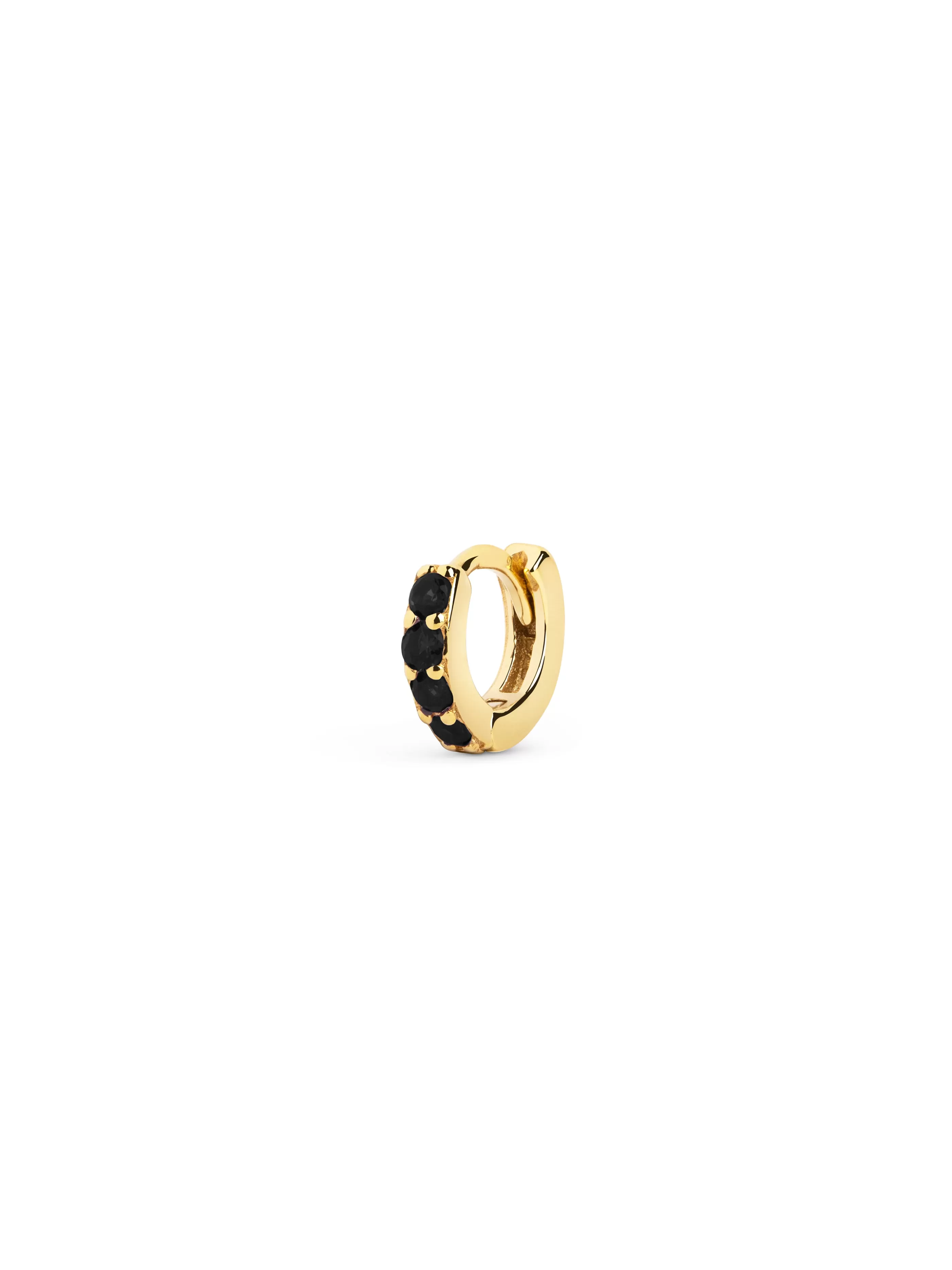 SINGULARU Pendiente Suelto Aro Cleo S Black Plata Bano Oro- Pendientes Sueltos