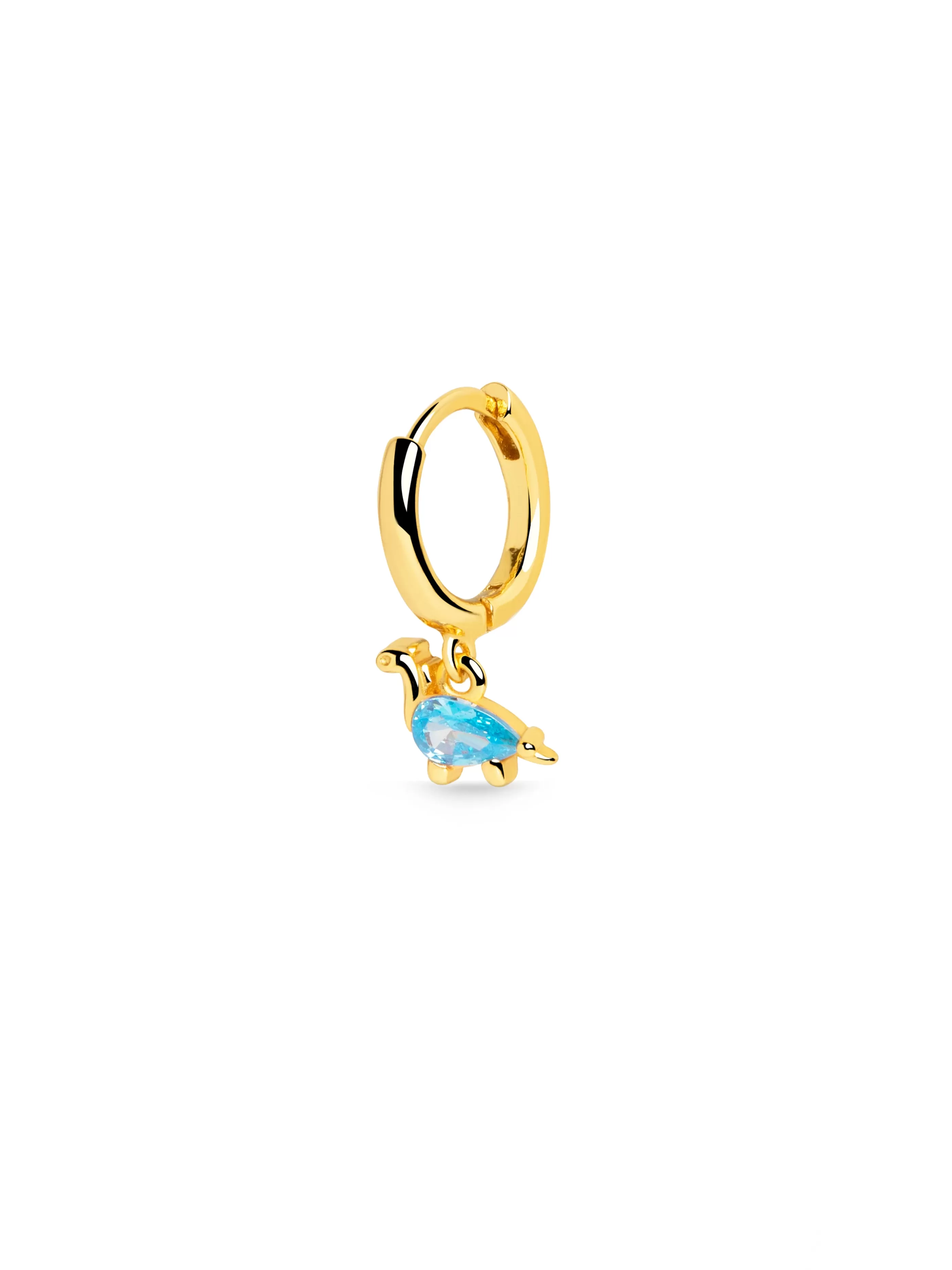 SINGULARU Pendiente Suelto Aro Dino Brontosaurus Sky Plata Bano Oro- Pendientes Sueltos
