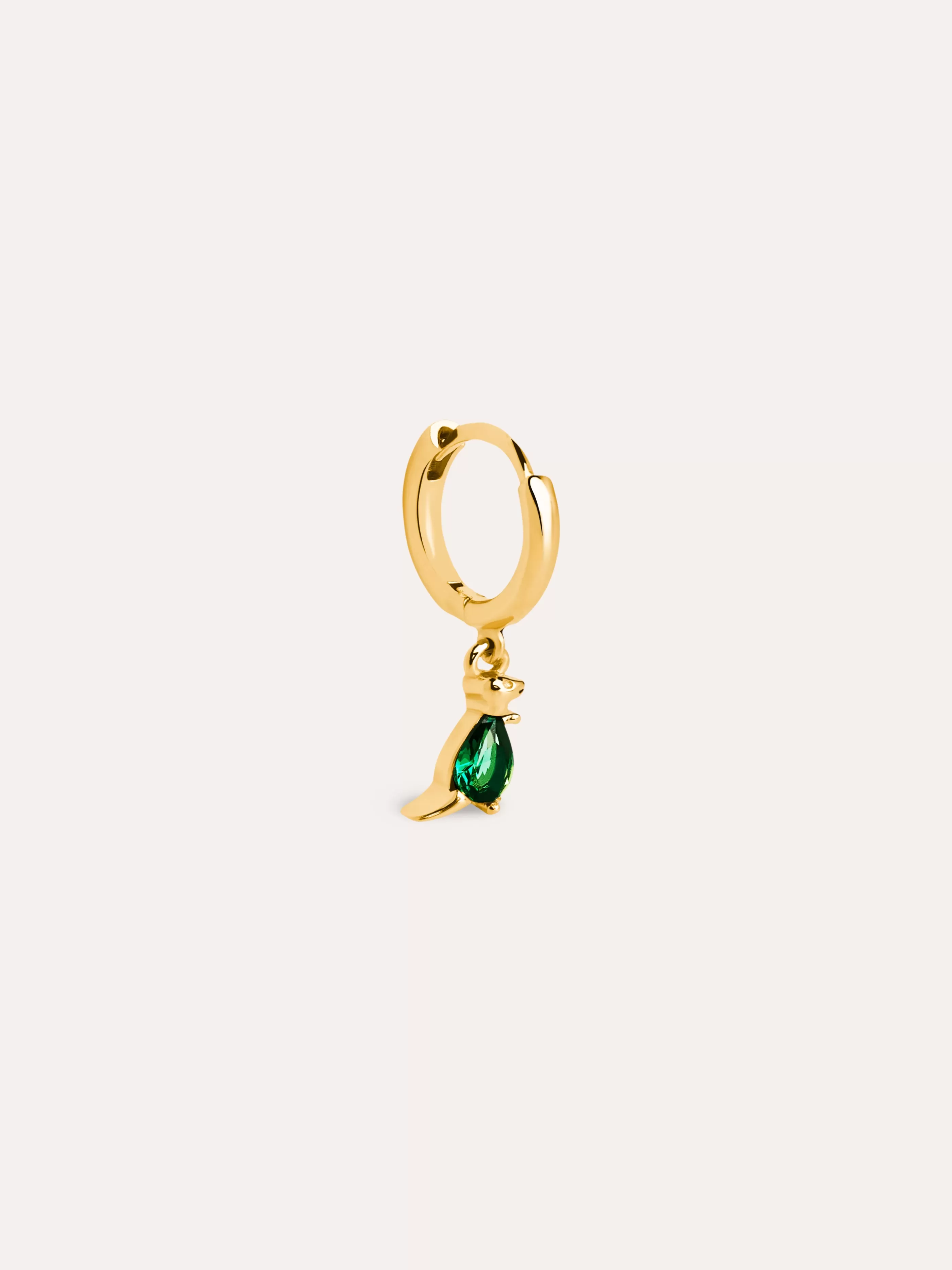 SINGULARU Pendiente Suelto Aro Dino T Rex Green Plata Bano Oro- Pendientes Sueltos