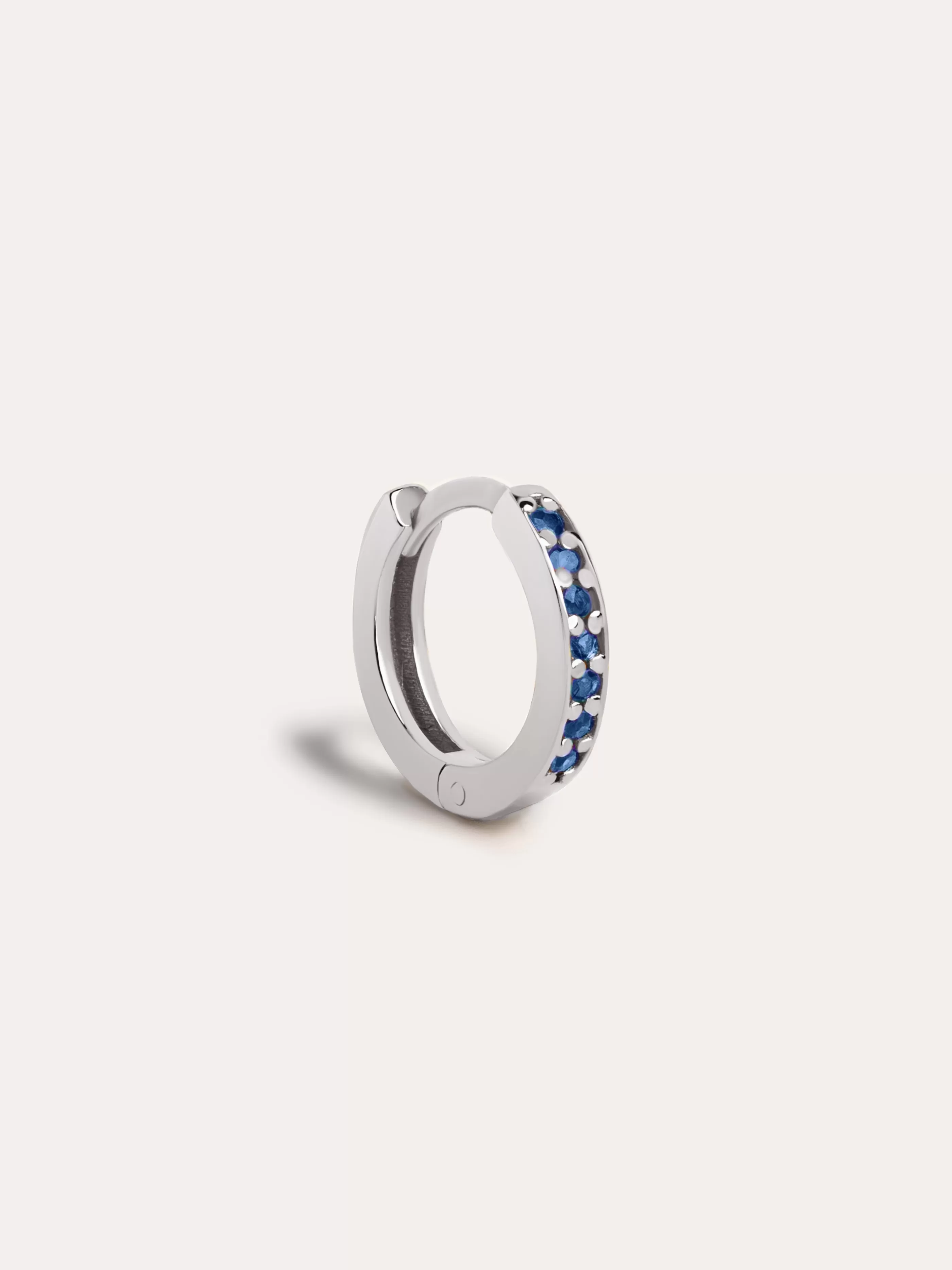 SINGULARU Pendiente Suelto Aro Grace Oro Blanco 9Kt Con Zafiros- Joyas Oro 9Kt
