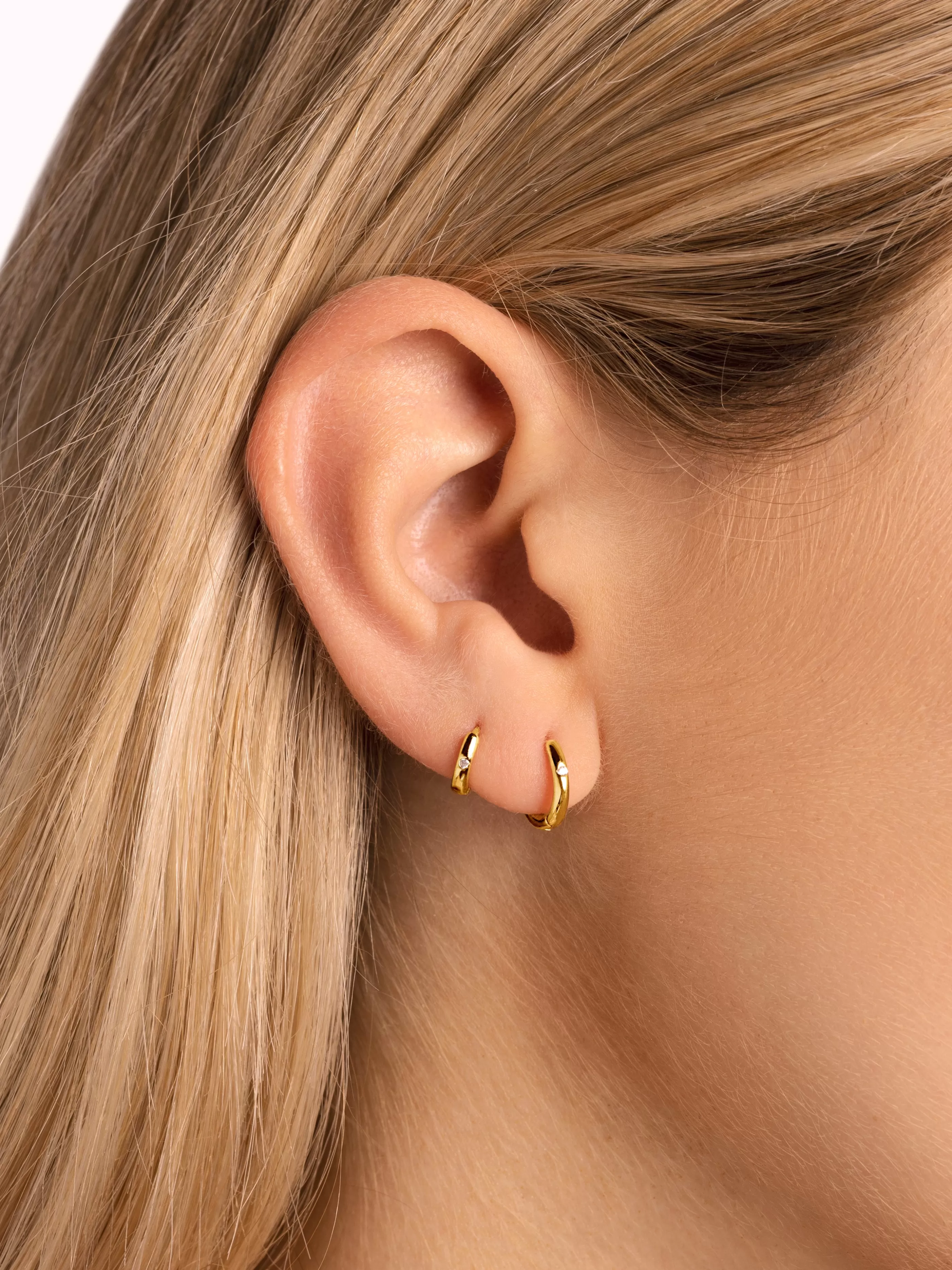 SINGULARU Pendiente Suelto Aro Klein Spark M Plata Bano Oro- Pendientes Sueltos