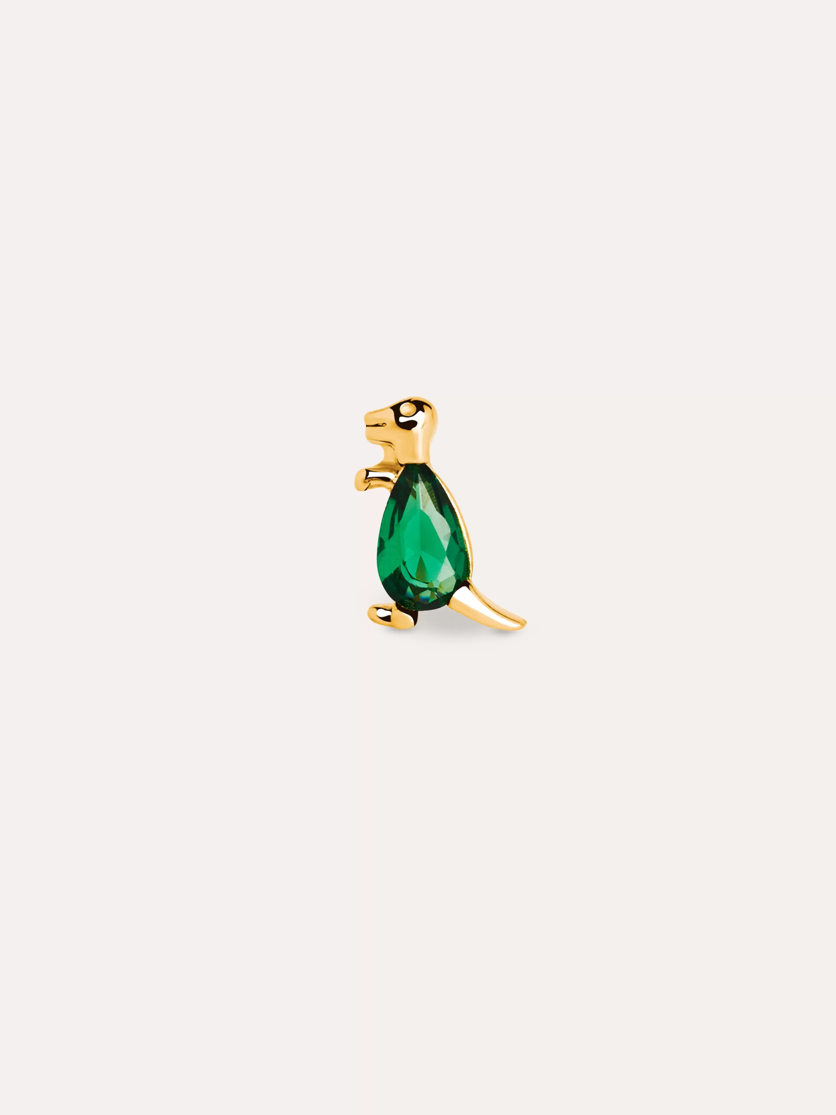 SINGULARU Pendiente Suelto Dino T Rex Green Plata Bano Oro- Pendientes Sueltos