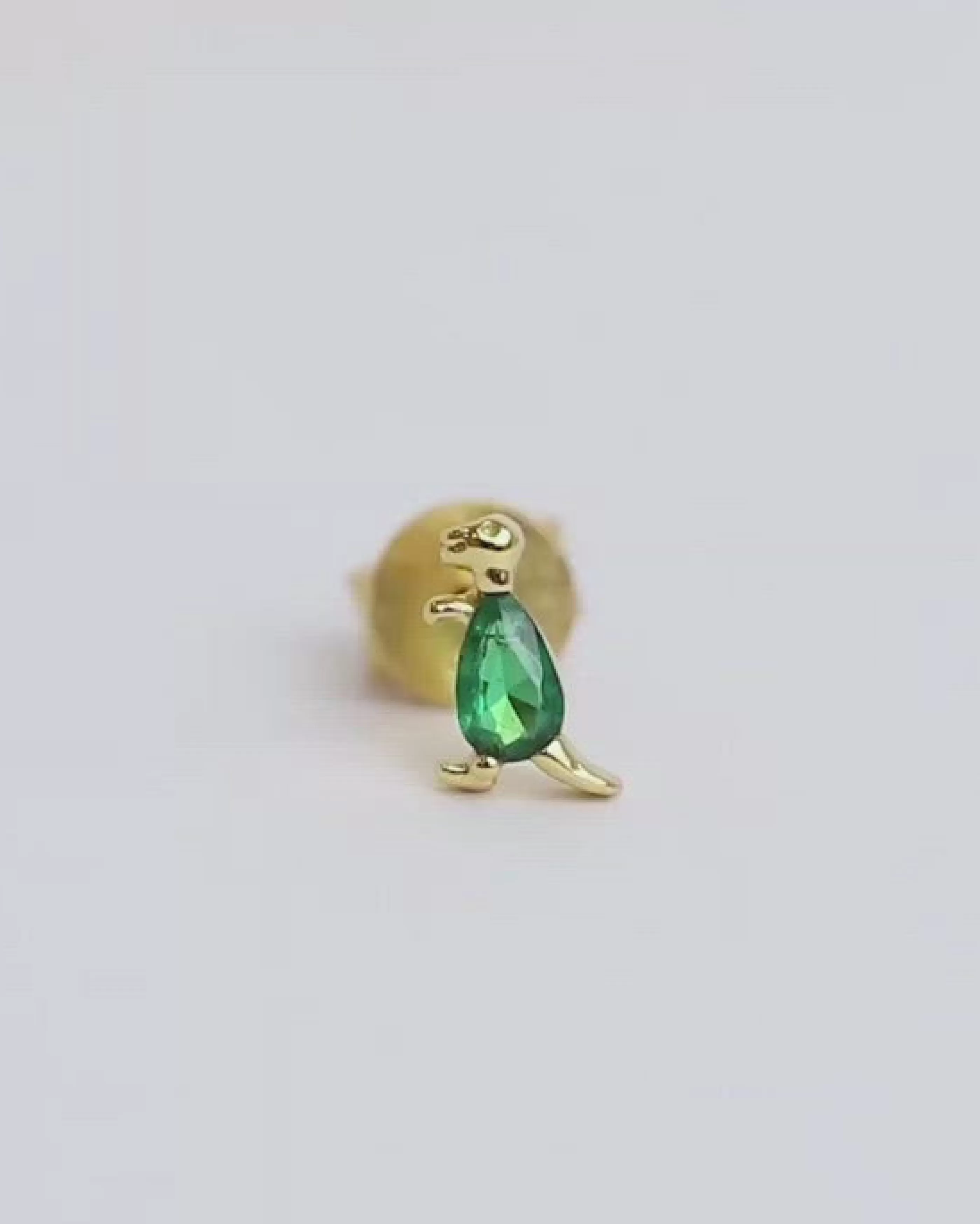SINGULARU Pendiente Suelto Dino T Rex Green Plata Bano Oro- Pendientes Sueltos