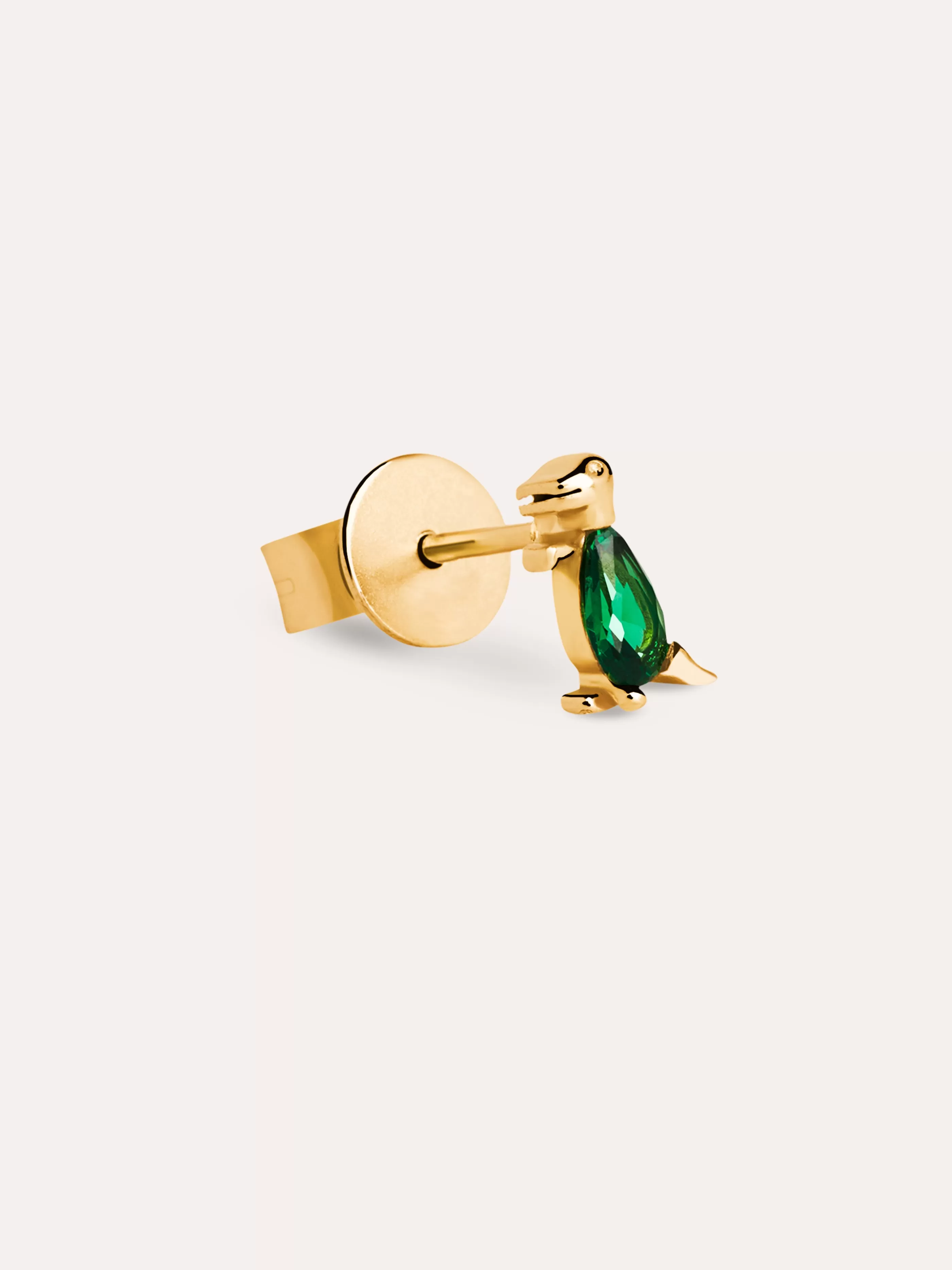 SINGULARU Pendiente Suelto Dino T Rex Green Plata Bano Oro- Pendientes Sueltos