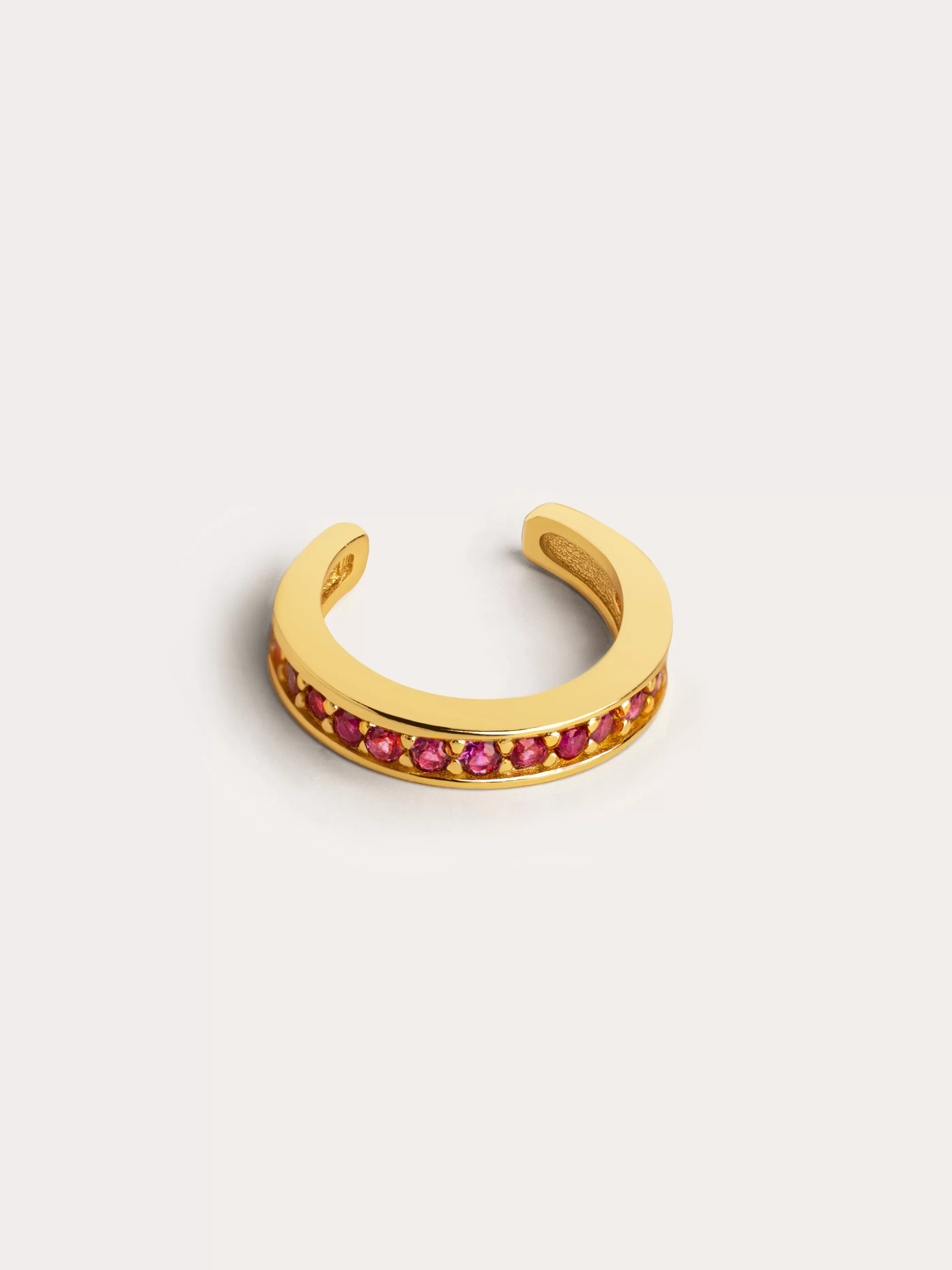 SINGULARU Pendiente Suelto Ear Cuff Cleo Raspberry Plata Bano Oro- Pendientes Ear Cuffs