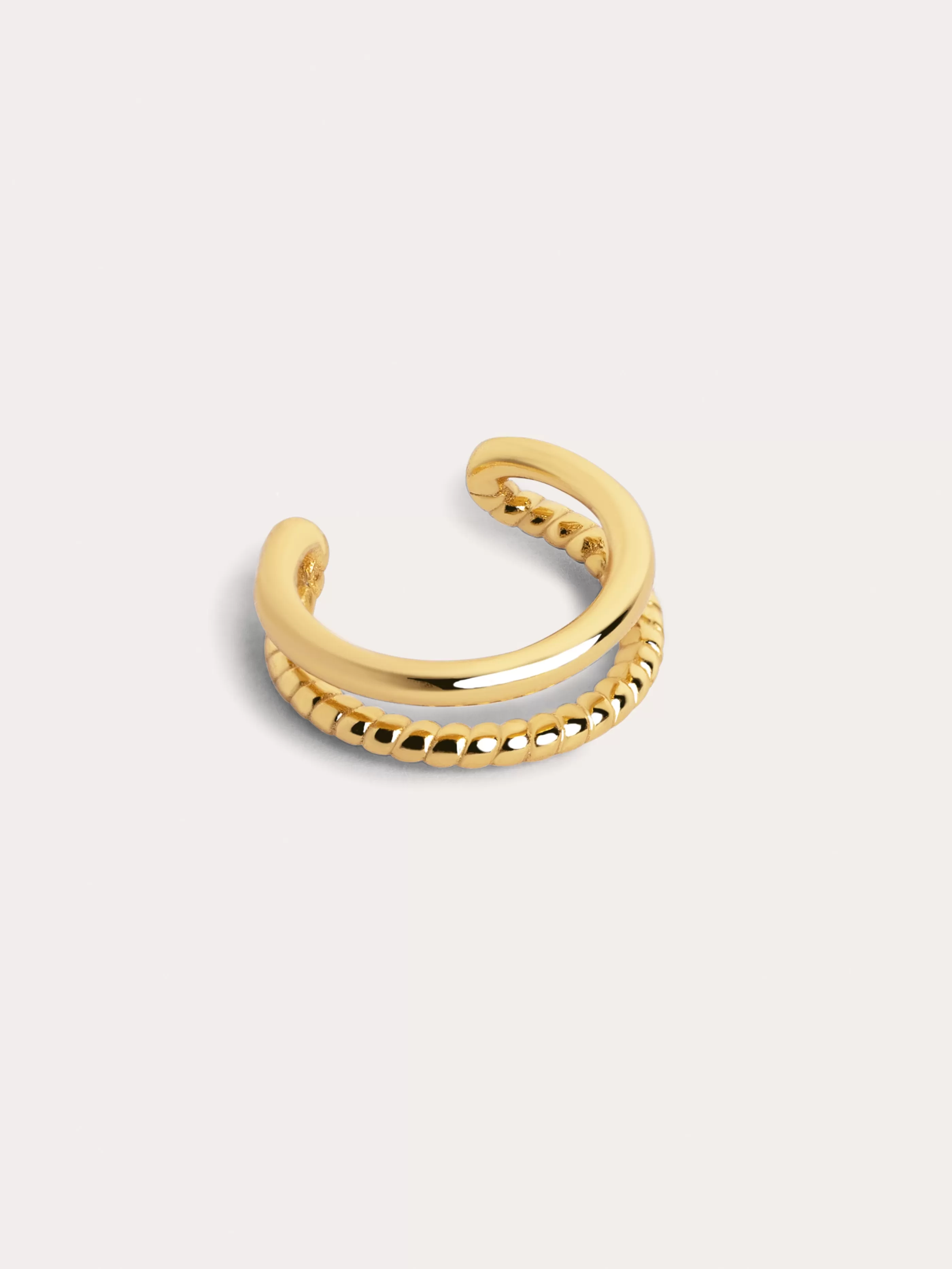 SINGULARU Pendiente Suelto Ear Cuff Ring Rope Plata Bano Oro- Pendientes Ear Cuffs