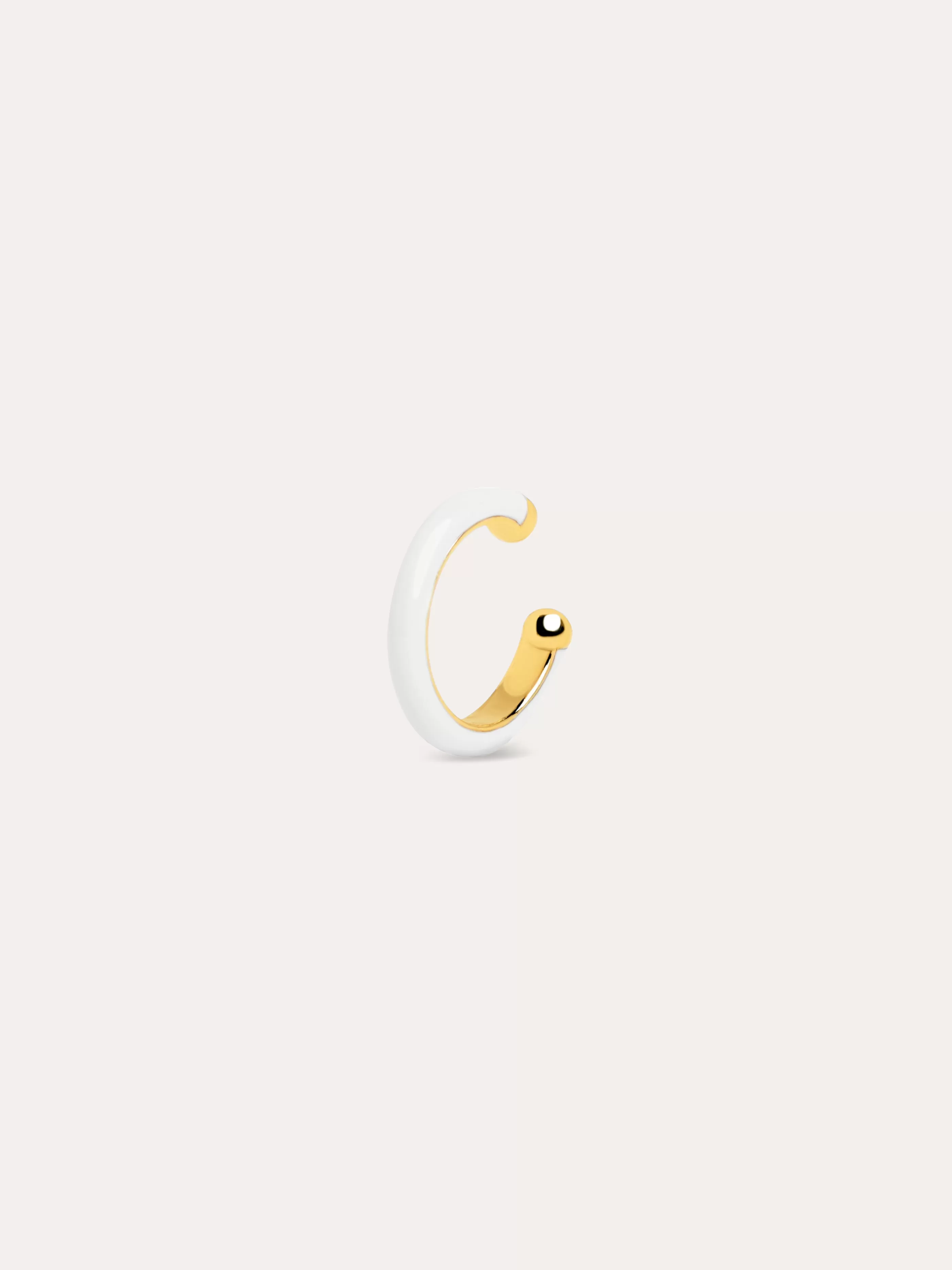 SINGULARU Pendiente Suelto Ear Cuff Ring White Enamel Bano Oro- Pendientes De Colores