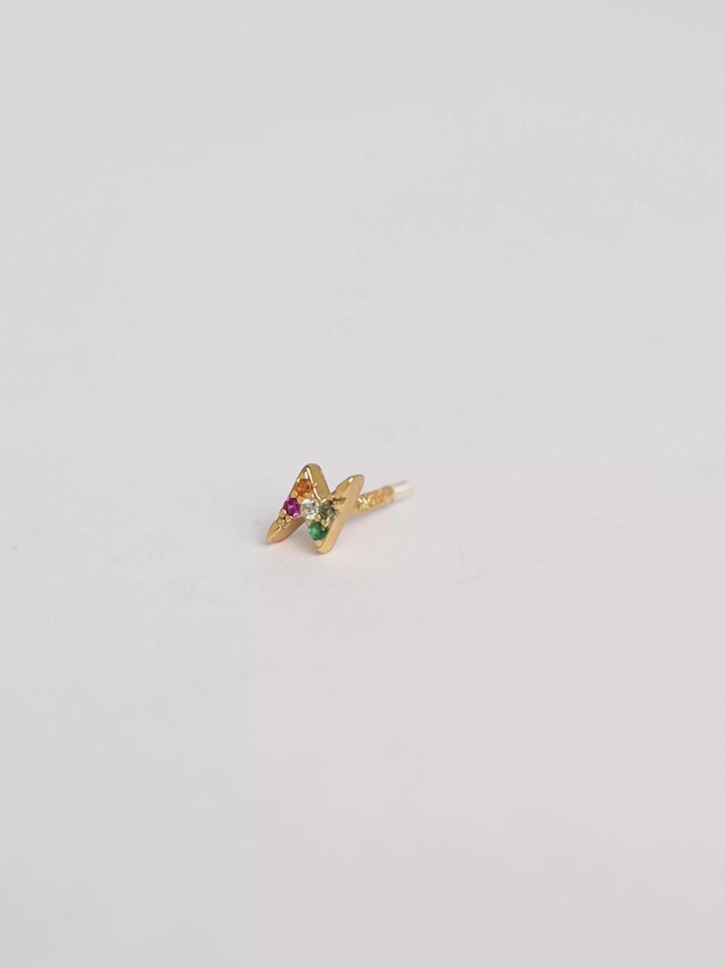 SINGULARU Pendiente Suelto Rayo Colors Plata Bano Oro- Pendientes Sueltos