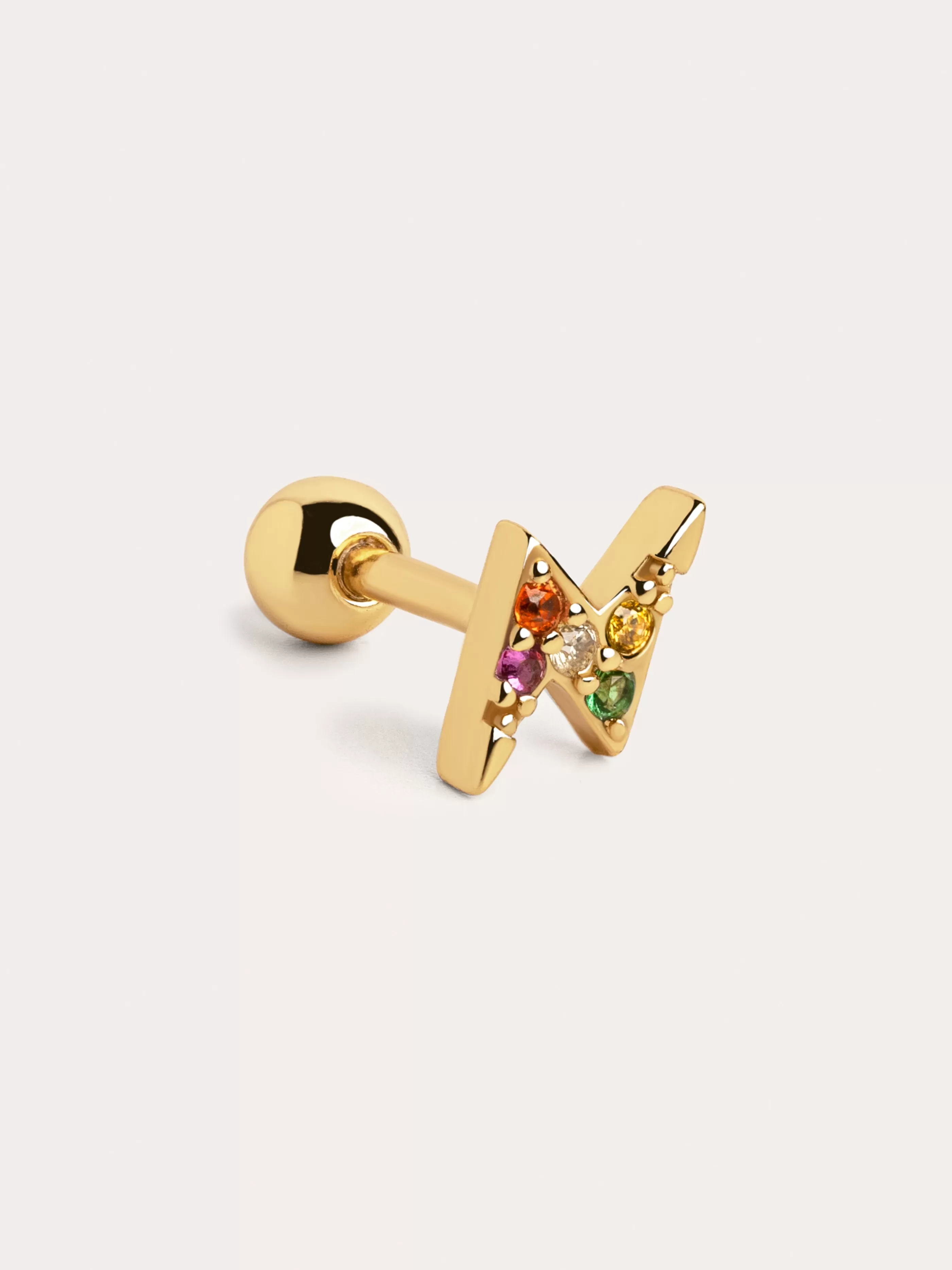 SINGULARU Pendiente Suelto Rayo Colors Plata Bano Oro- Pendientes Sueltos