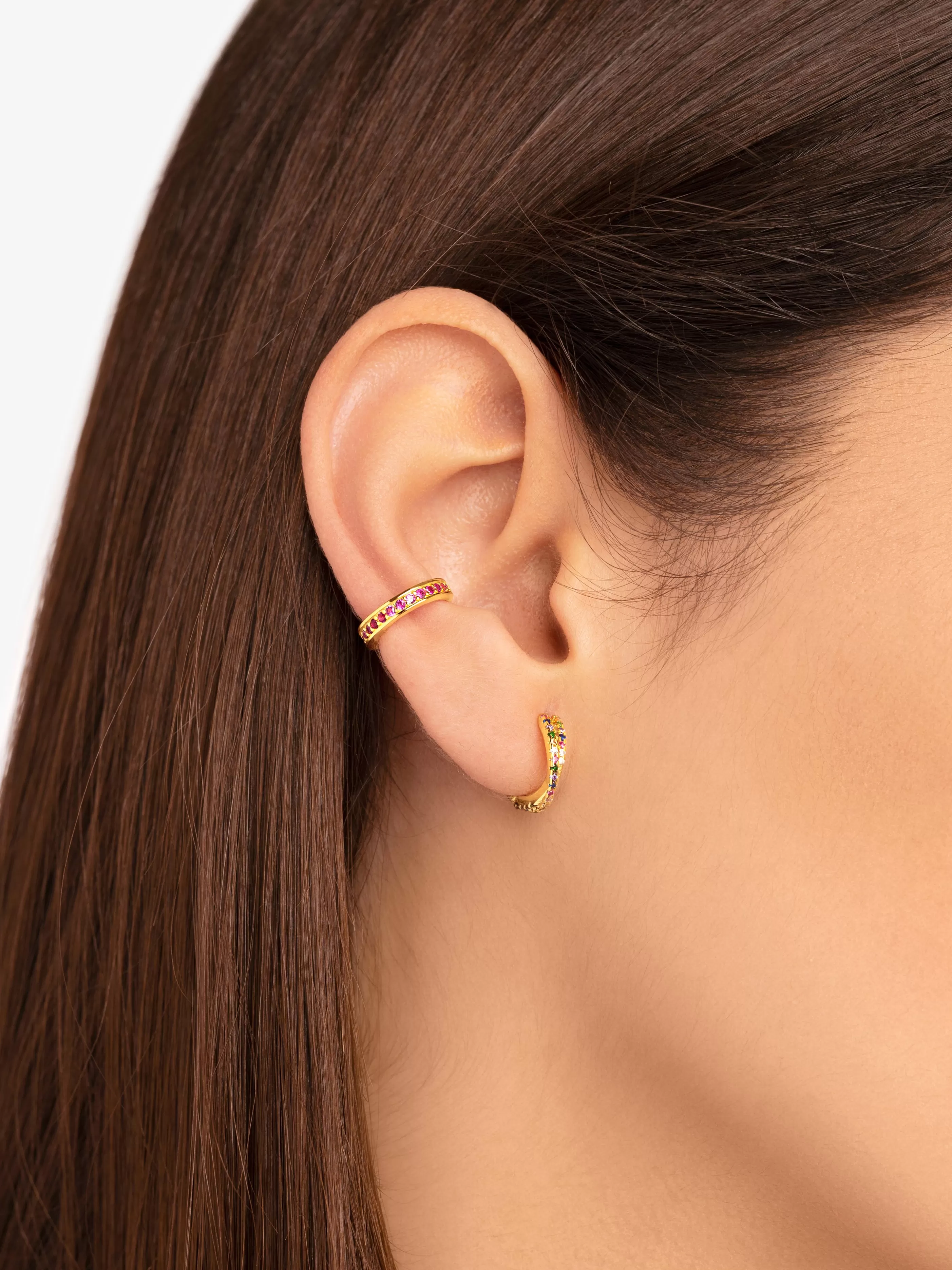 SINGULARU Pendientes Aro Cross Colors Plata Bano Oro- Aros
