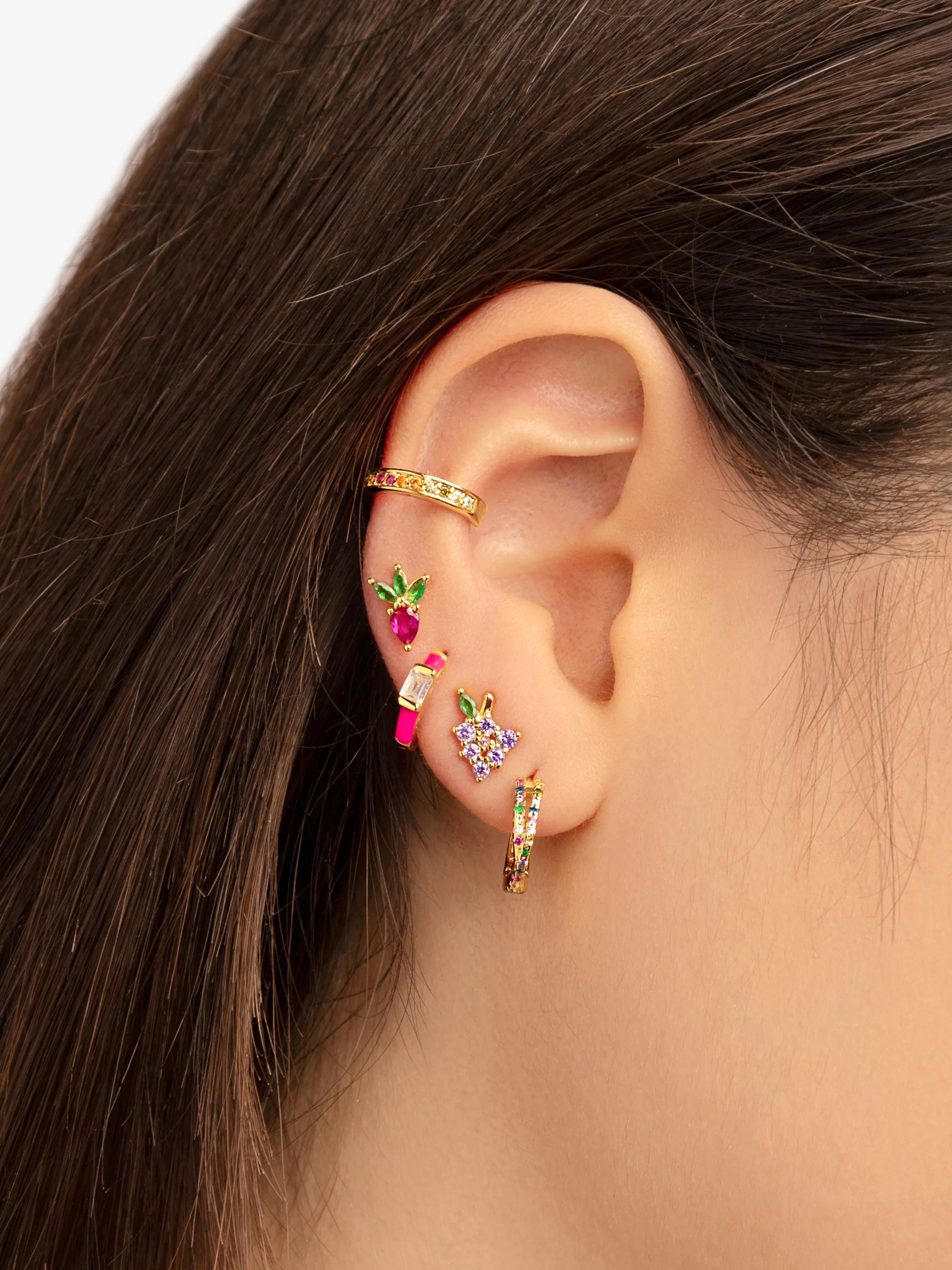 SINGULARU Pendientes Aro Cross Colors Plata Bano Oro- Aros