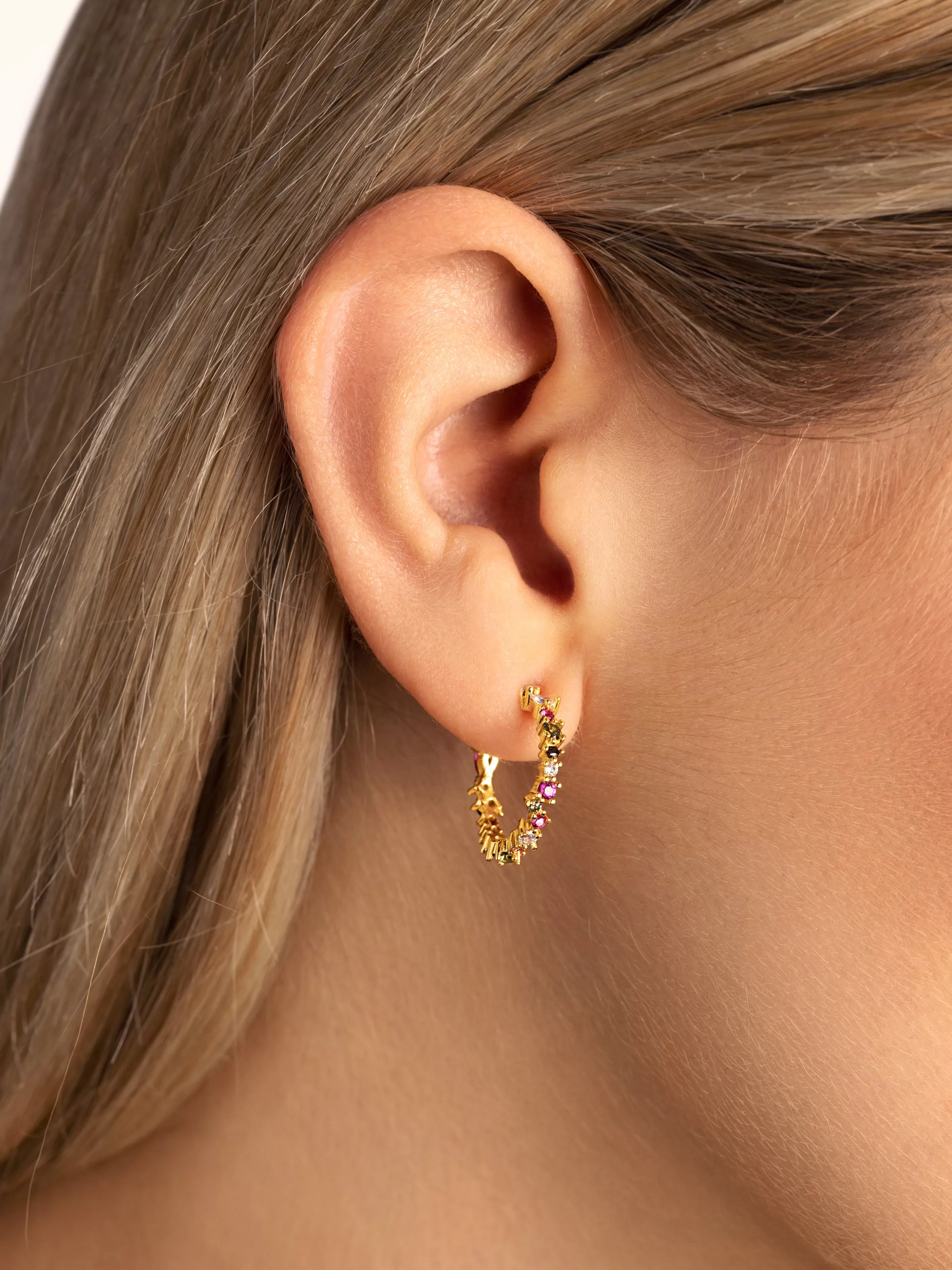 SINGULARU Pendientes Aro Estellar Colors Plata Bano Oro- Aros