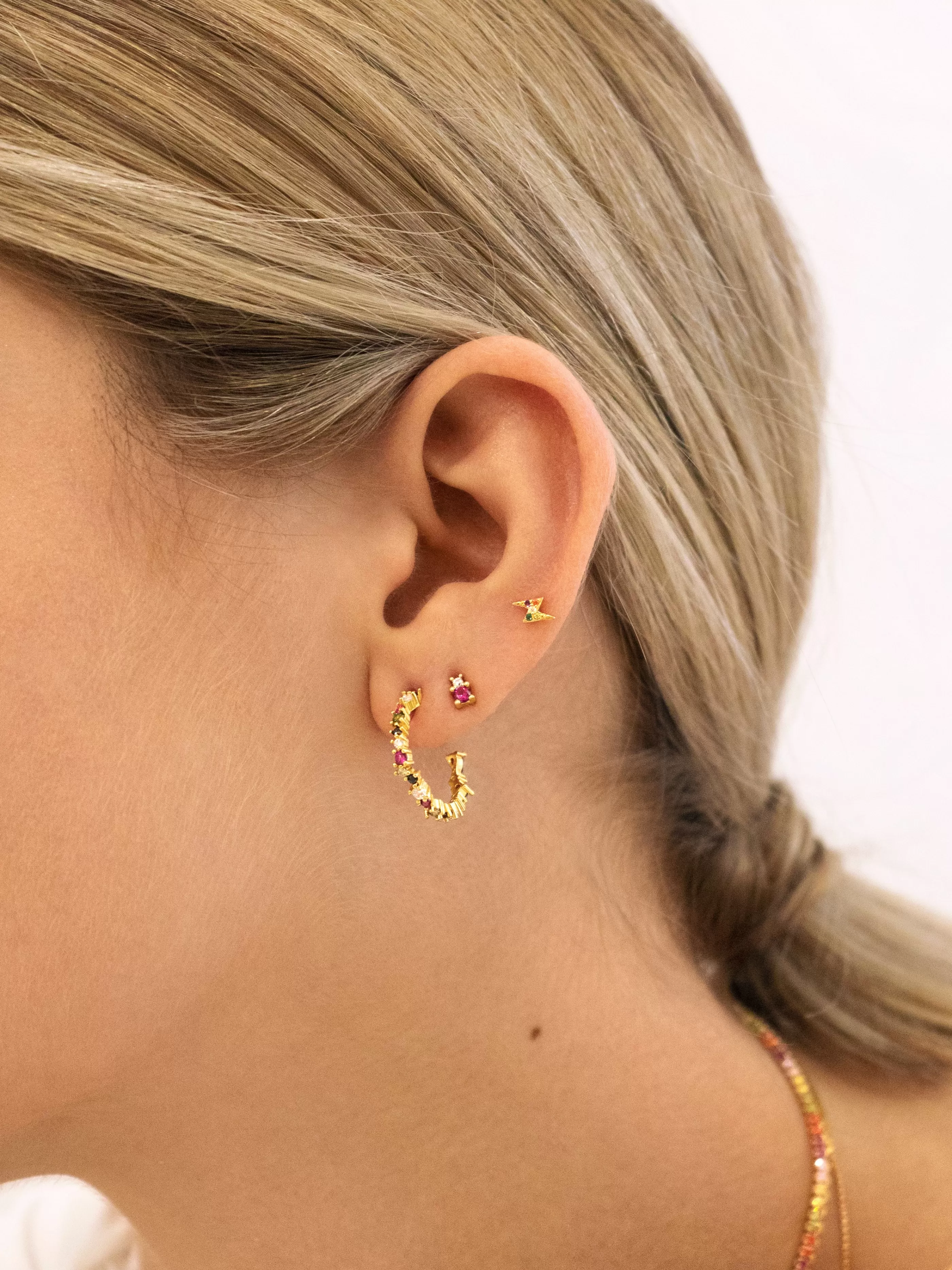 SINGULARU Pendientes Aro Estellar Colors Plata Bano Oro- Aros