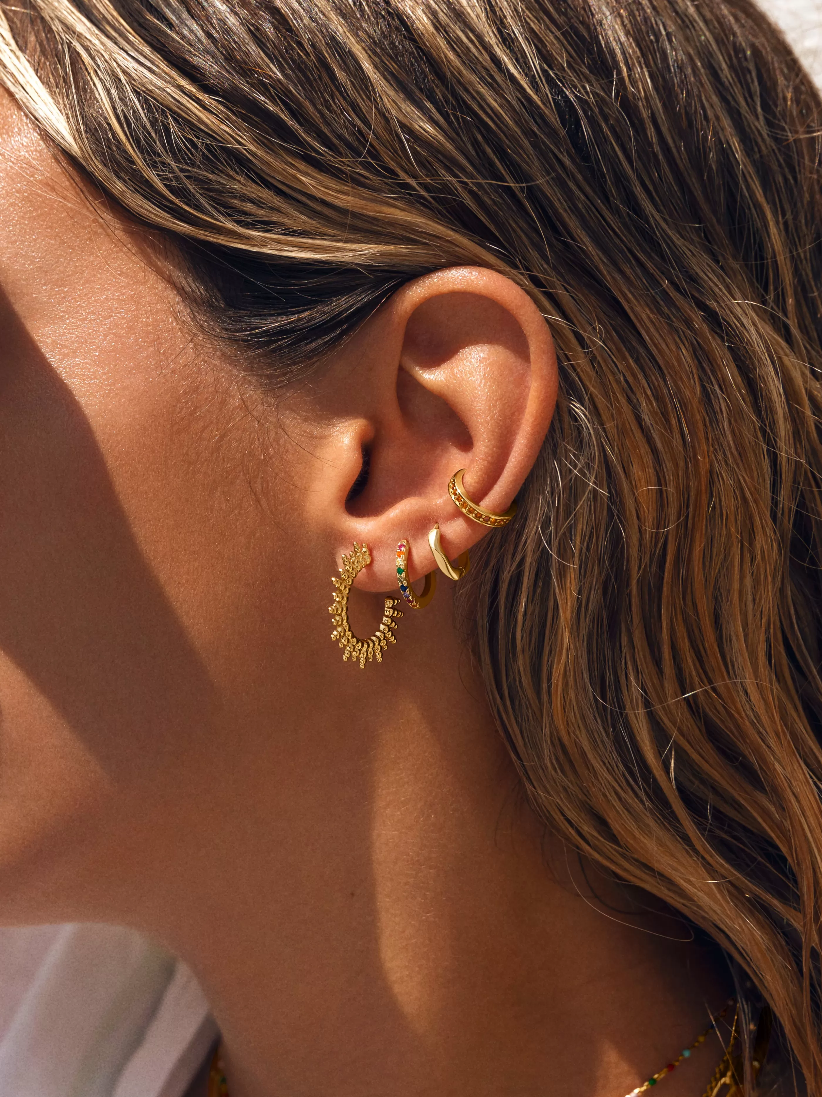 SINGULARU Pendientes Aro L Colors Plata Bano Oro- Aros