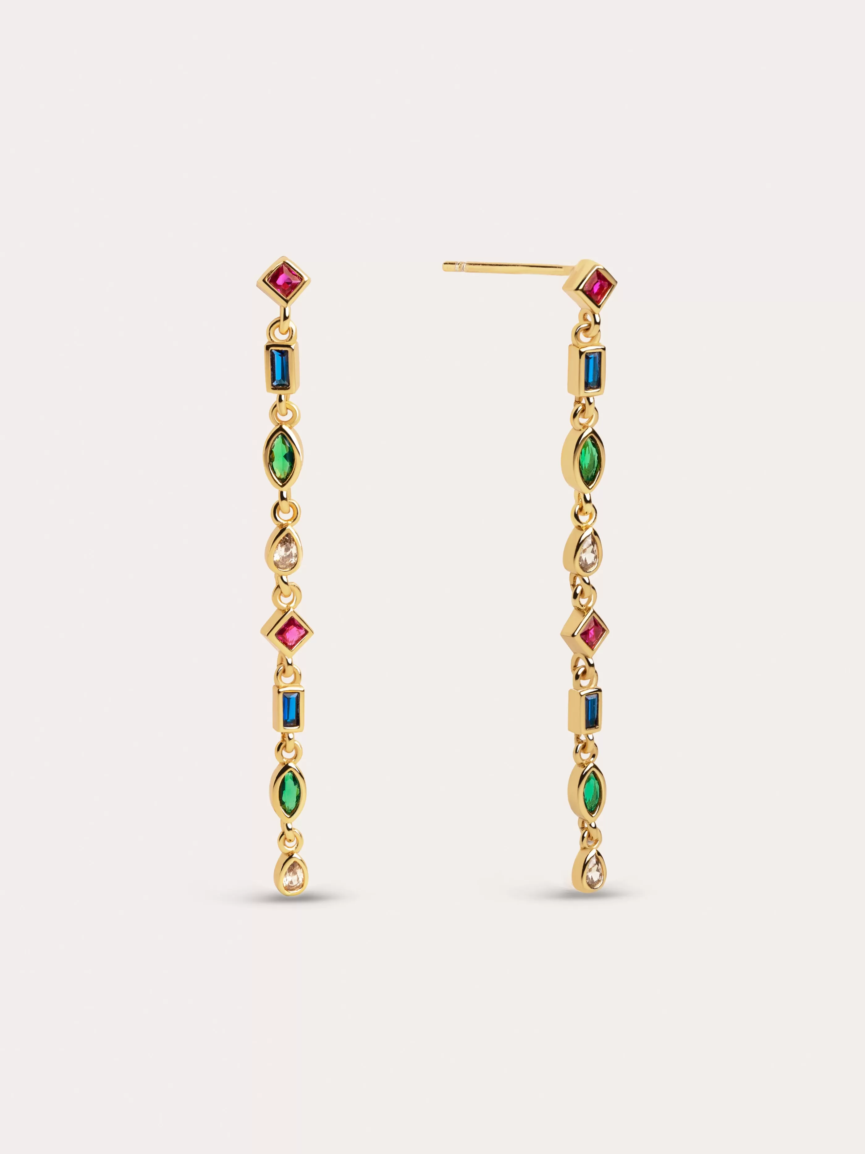 SINGULARU Pendientes Cascade Colors Plata Bano Oro- Pendientes De Colores