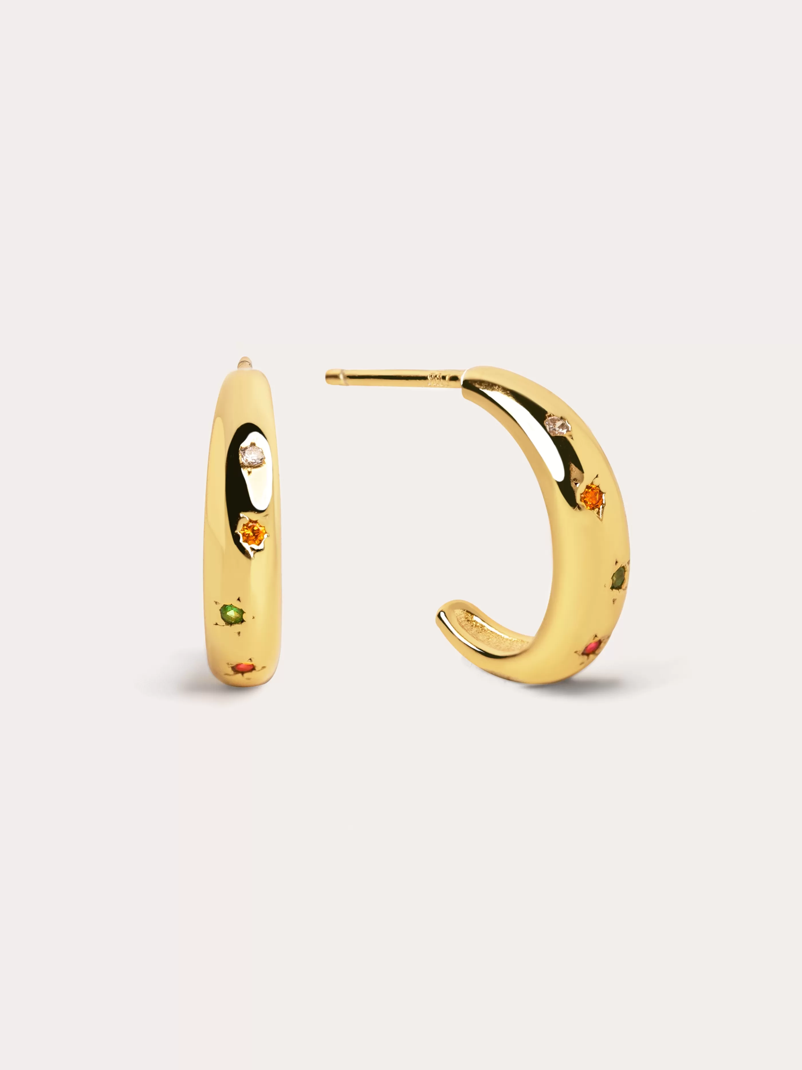 SINGULARU Pendientes Dome Colors Plata Bano Oro- Pendientes De Colores