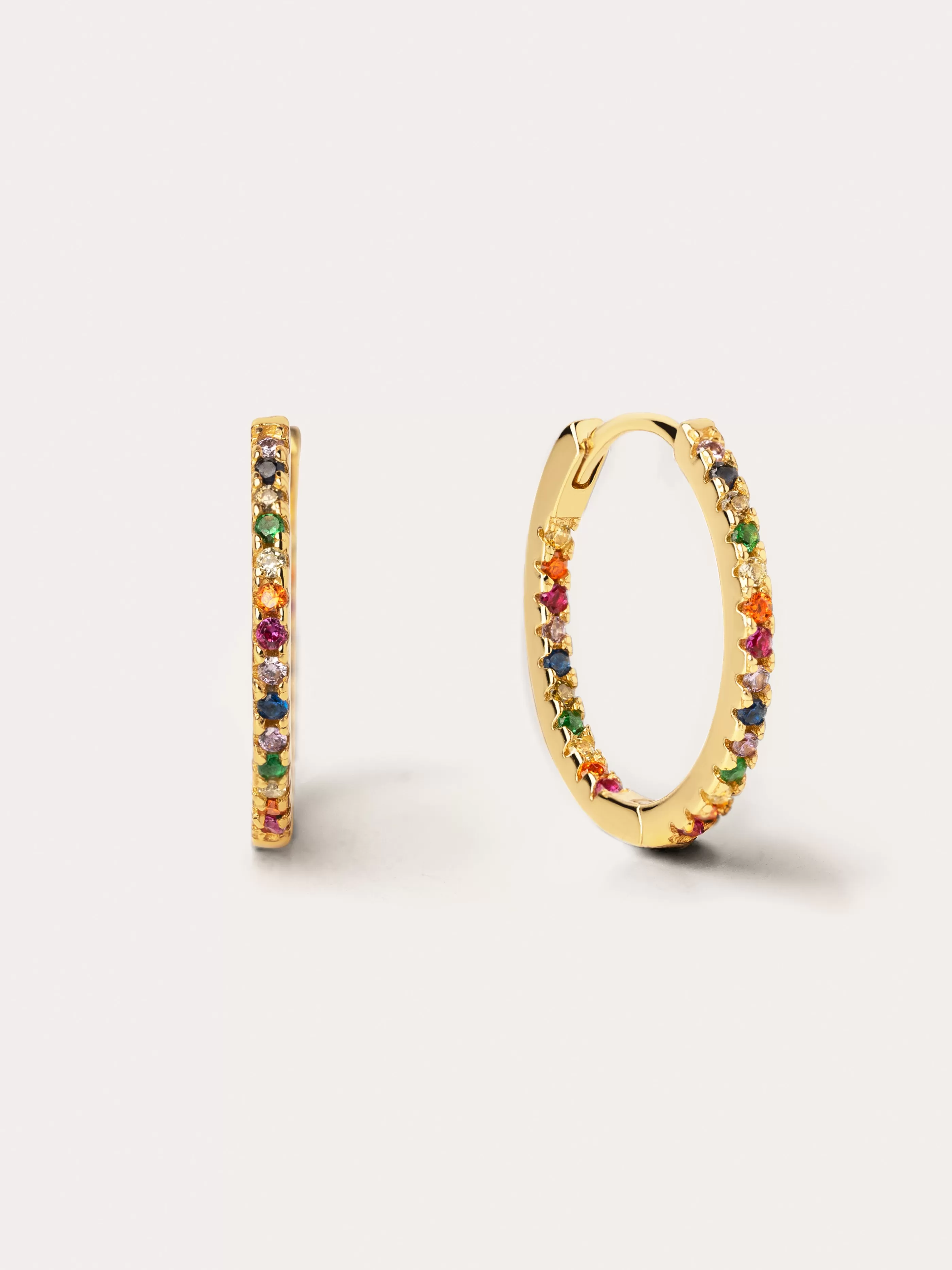 SINGULARU Pendientes Gleam Colors Plata Bano Oro- Aros