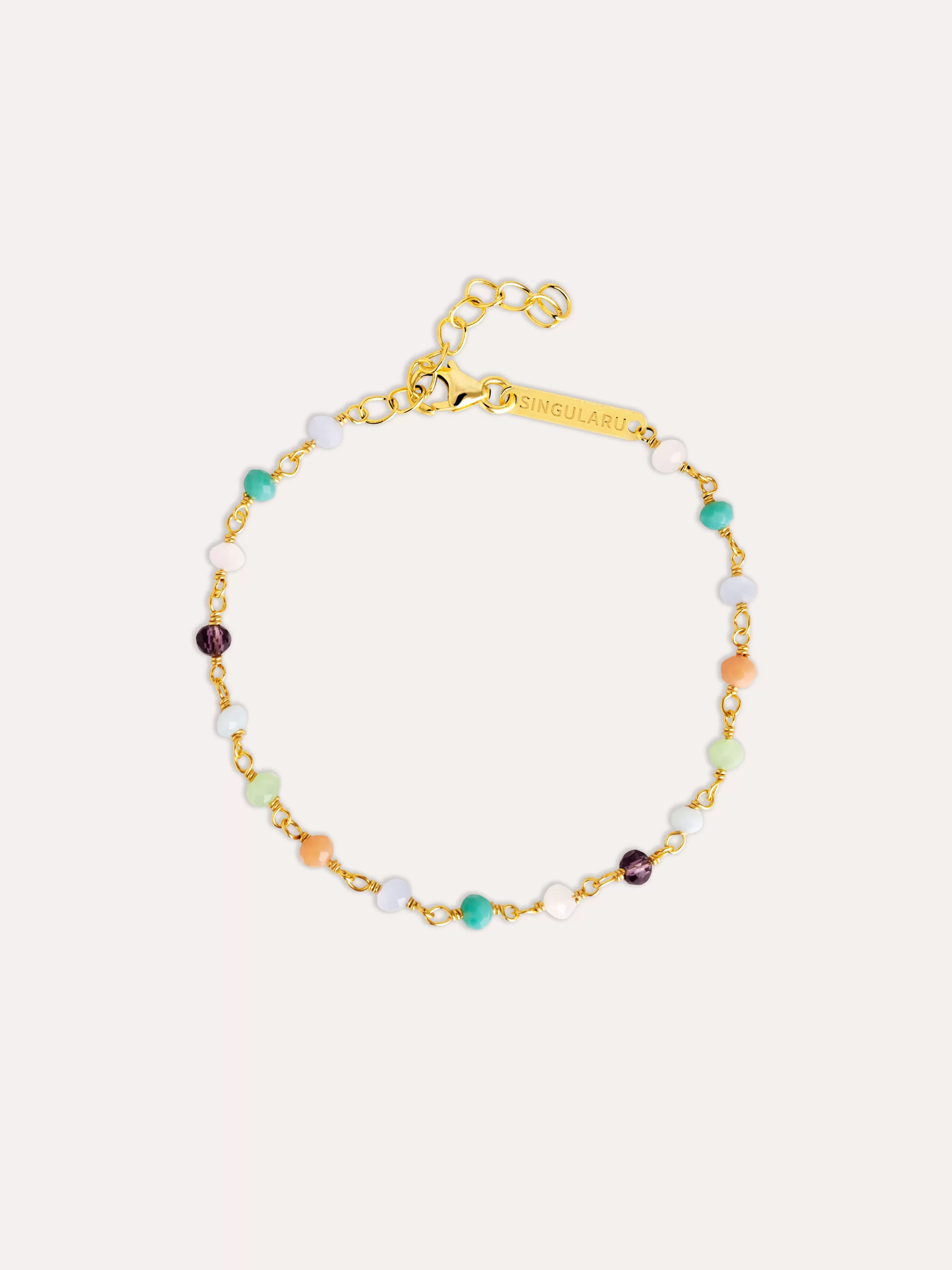 SINGULARU Pulsera Crystals Colors Plata Bano Oro- Pulseras De Colores