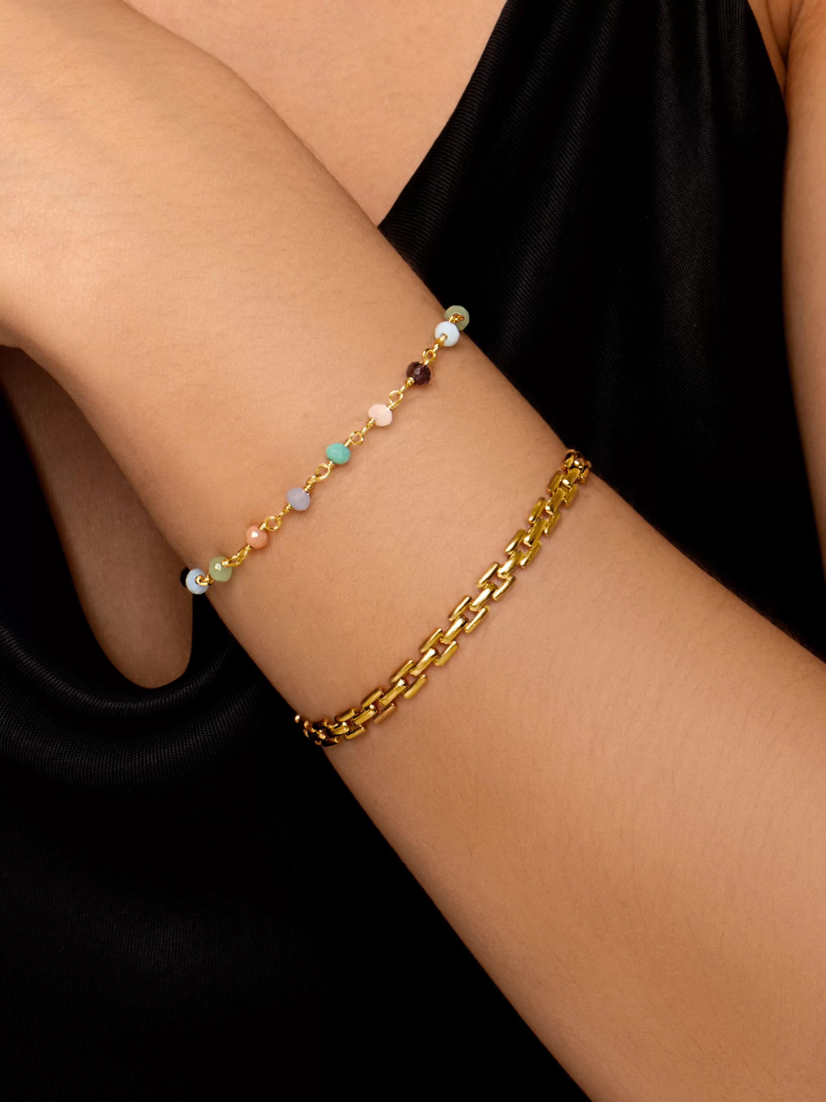 SINGULARU Pulsera Crystals Colors Plata Bano Oro- Pulseras De Colores