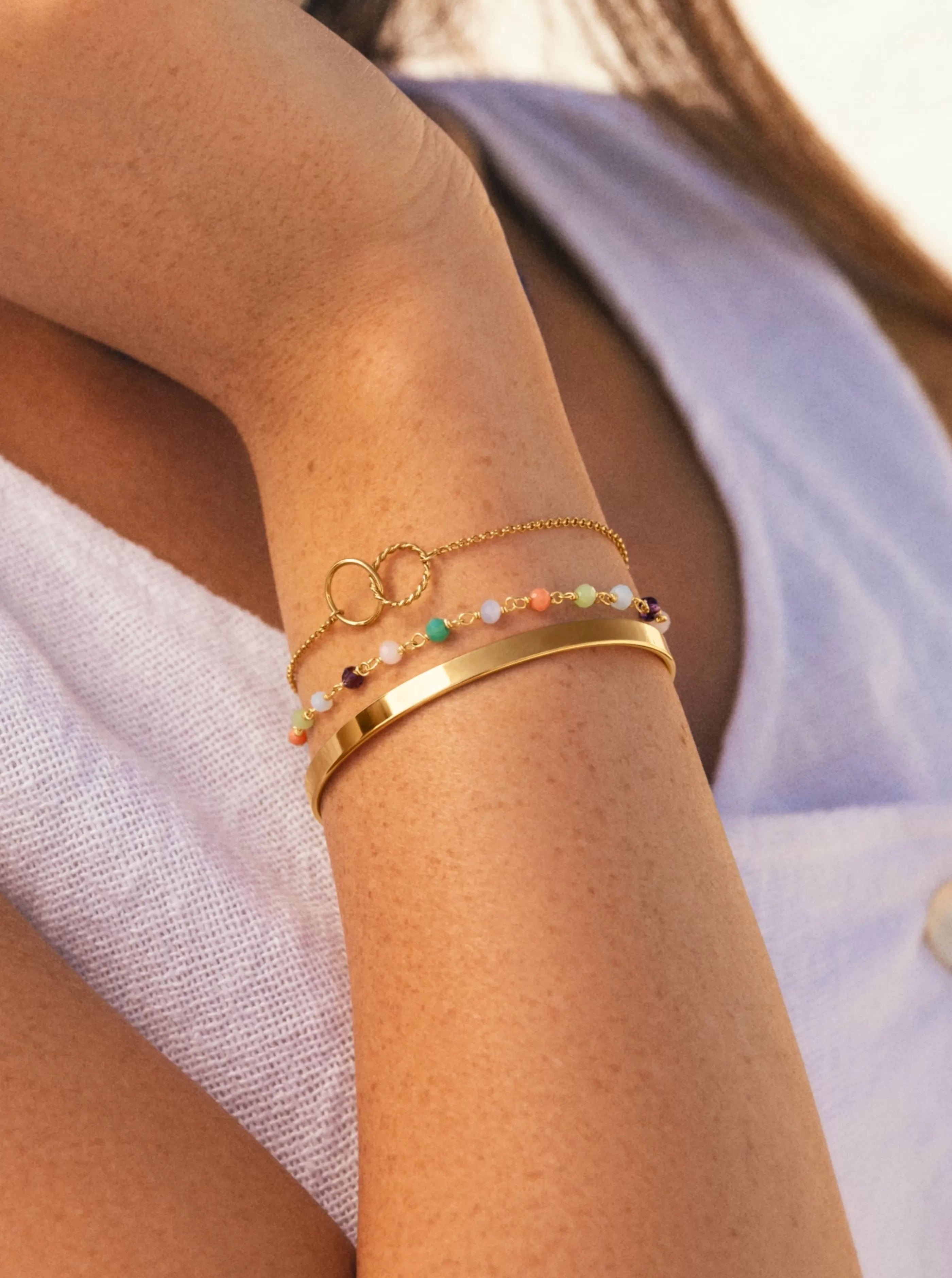 SINGULARU Pulsera Crystals Colors Plata Bano Oro- Pulseras De Colores