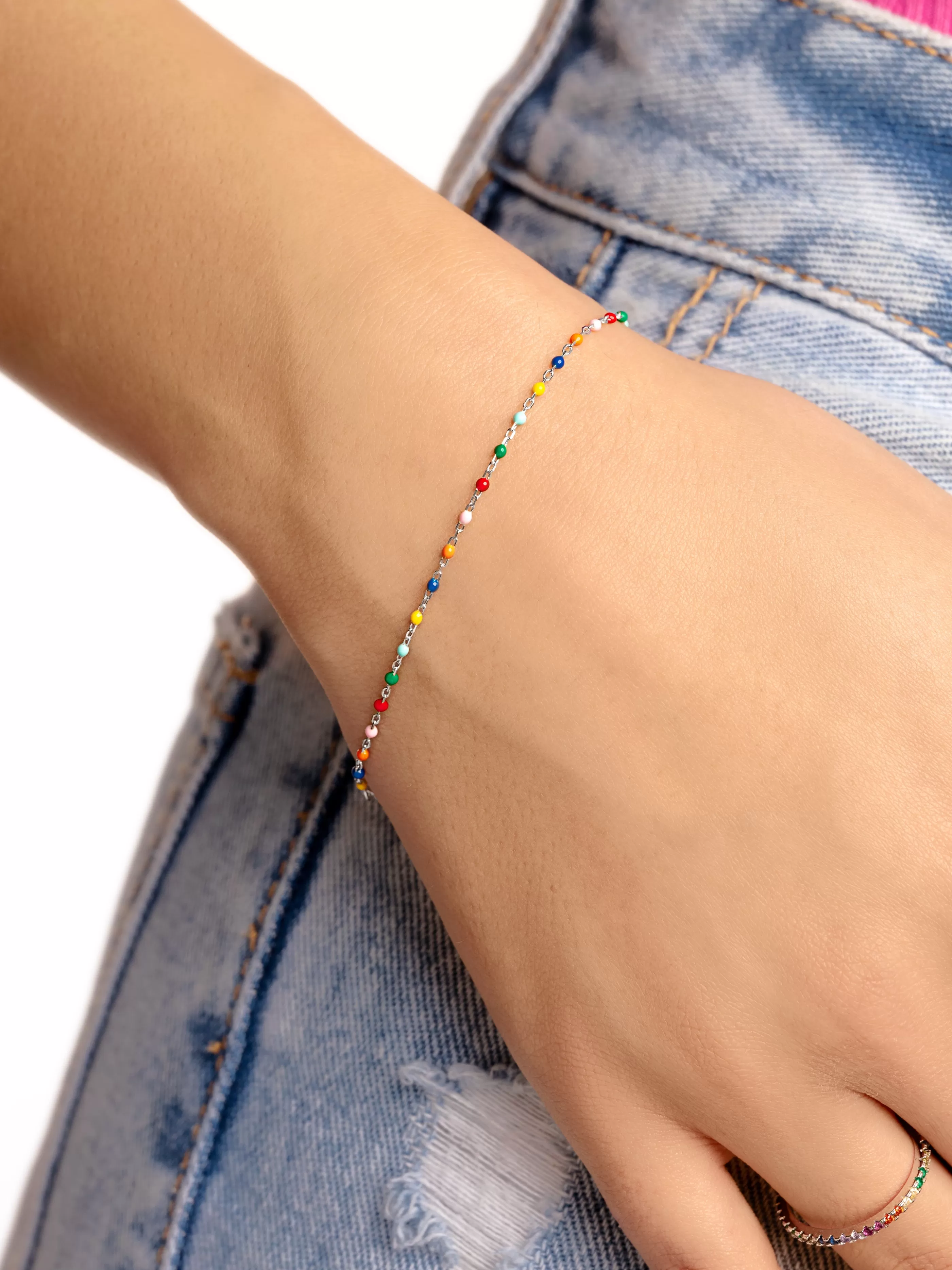 SINGULARU Pulsera Dots Colors Enamel Plata- Pulseras De Colores