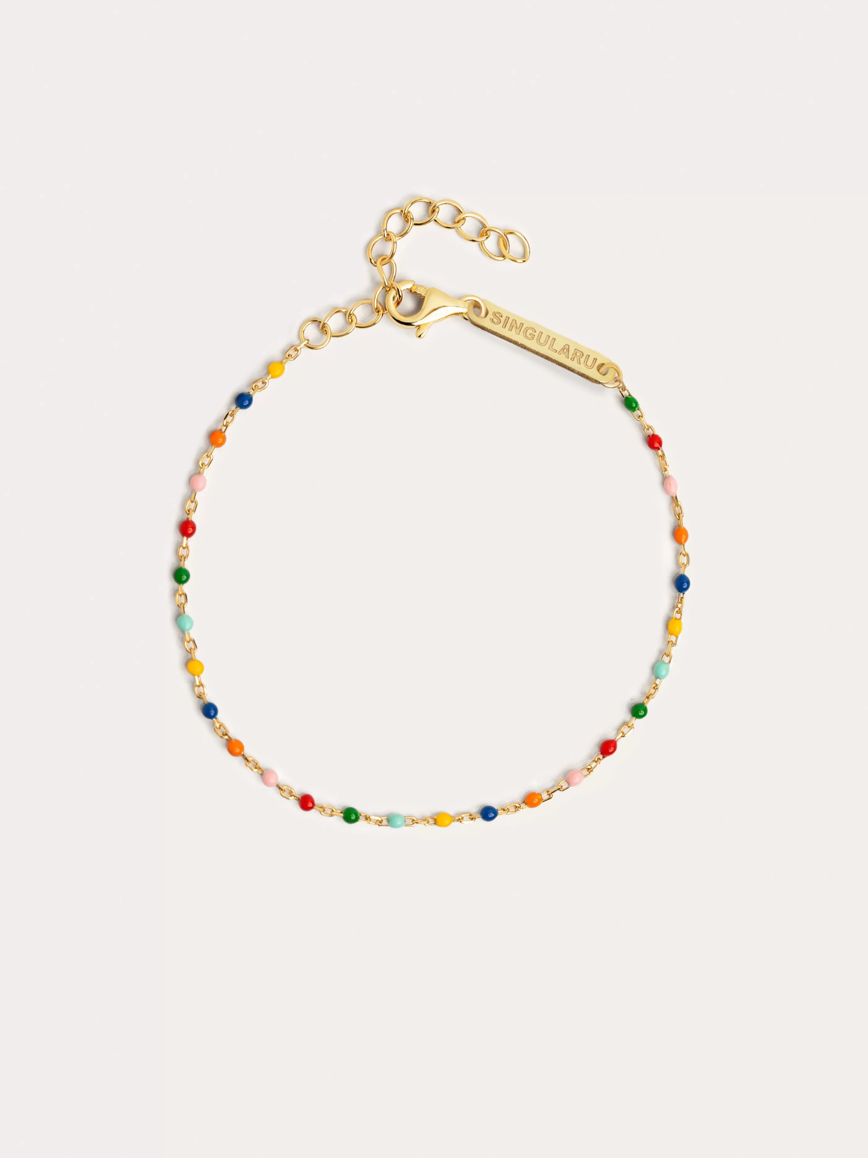 SINGULARU Pulsera Dots Colors Enamel Plata Bano Oro- Pulseras De Colores